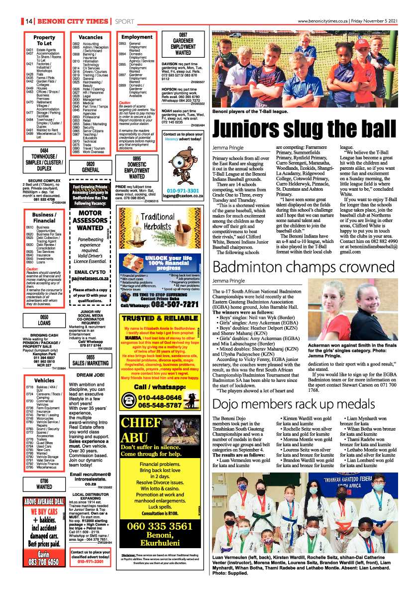 Benoni City Times 05 November 2021 page 14