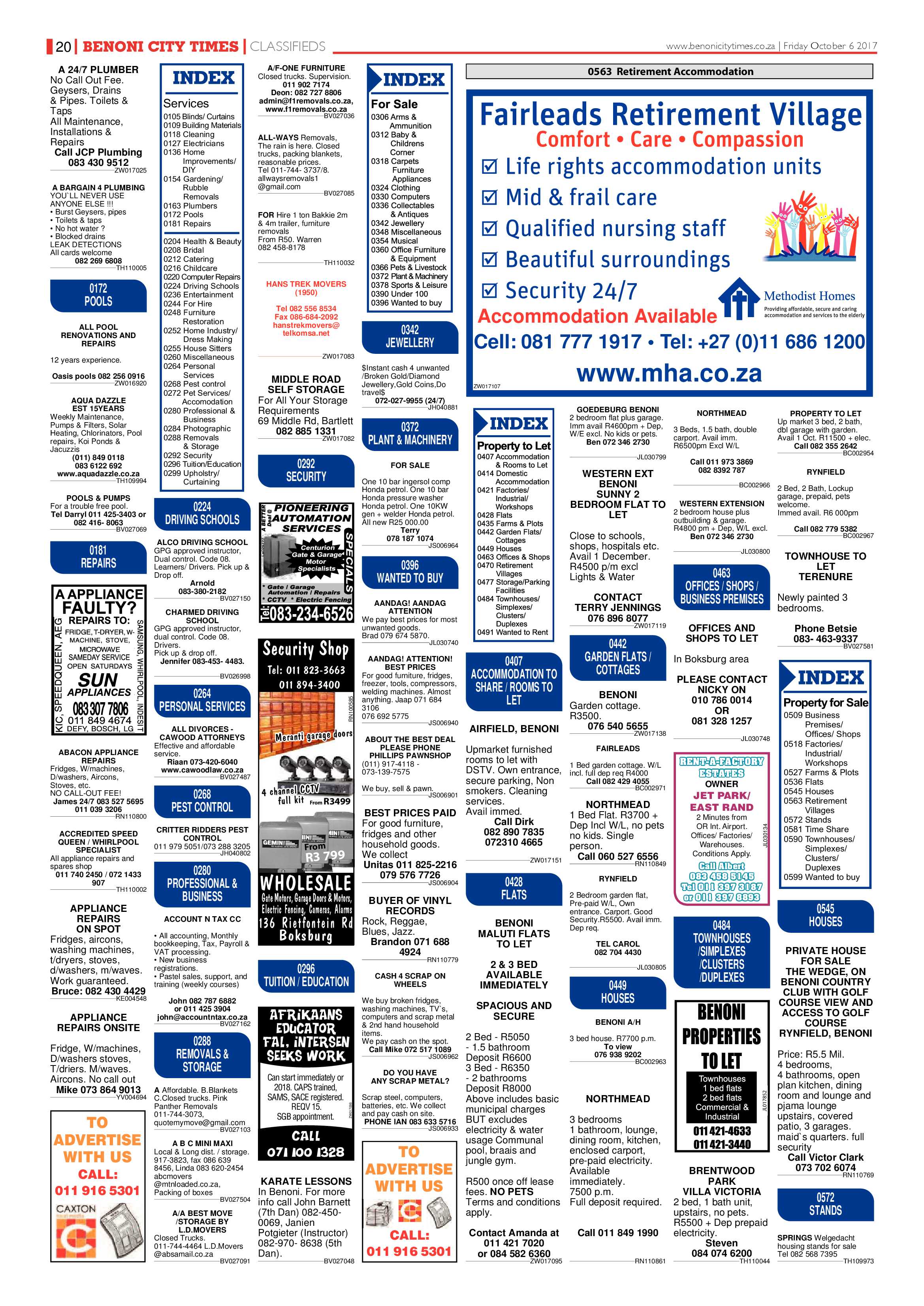 Benoni City Times 05 October 2017 page 20