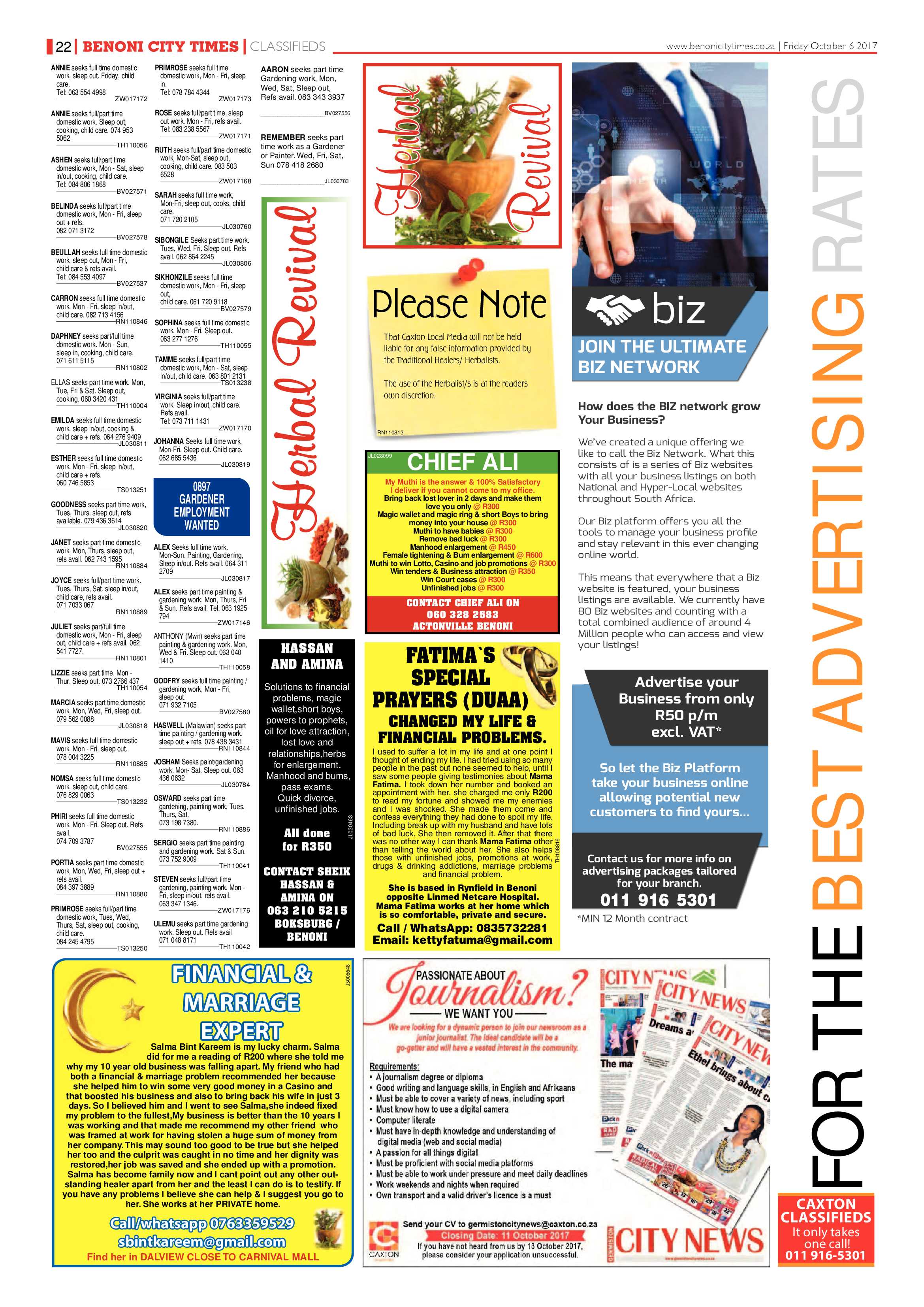 Benoni City Times 05 October 2017 page 22