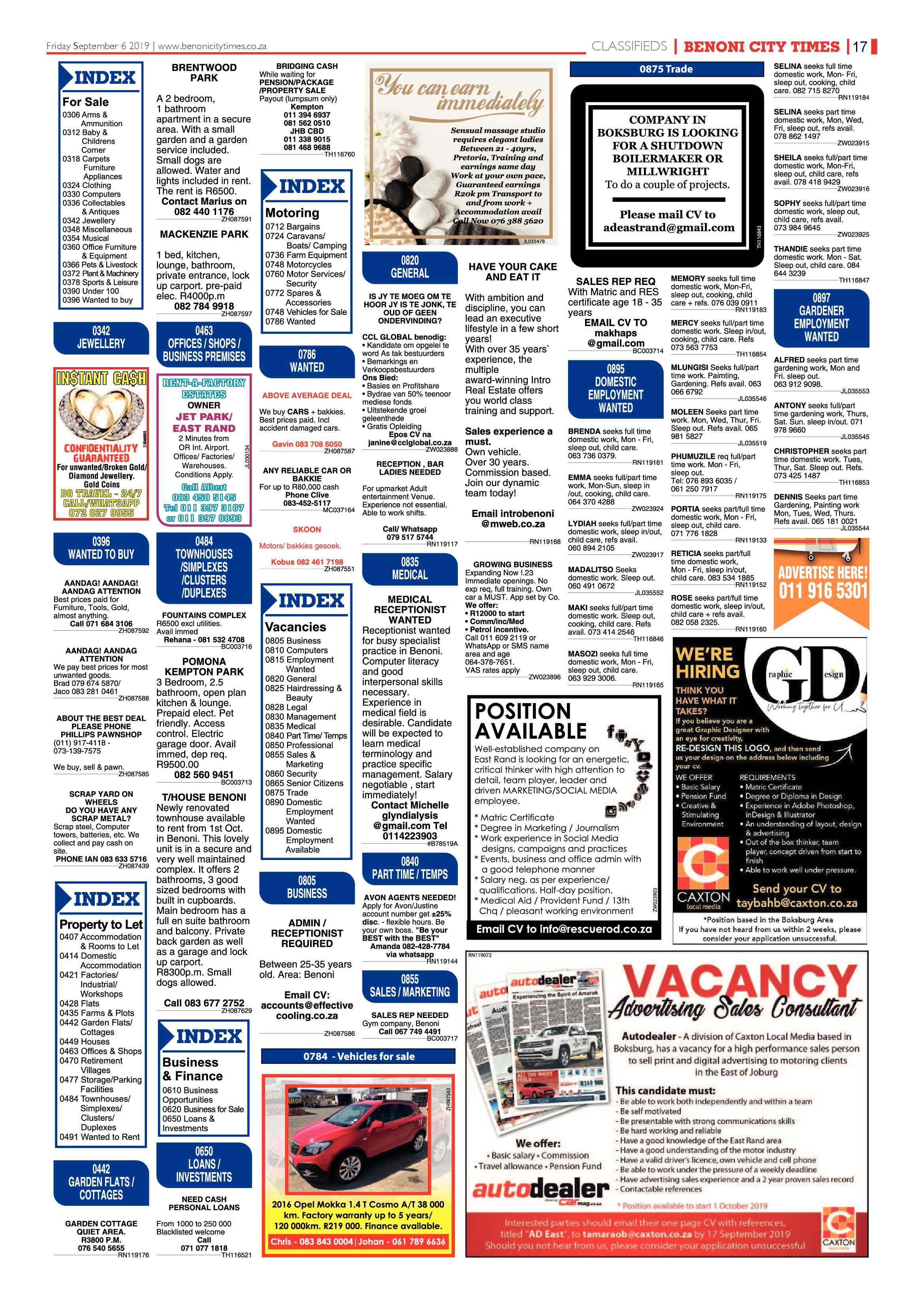 Benoni City Times 05 September 2019 page 17