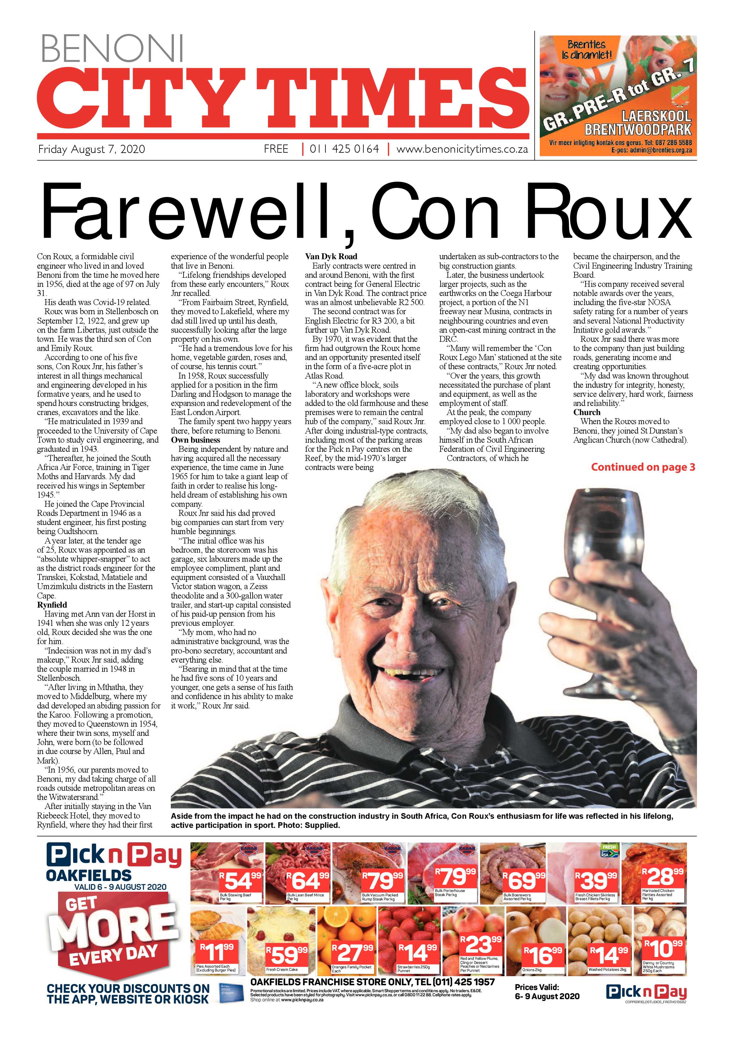 Benoni City Times 06 August 2020 page 1