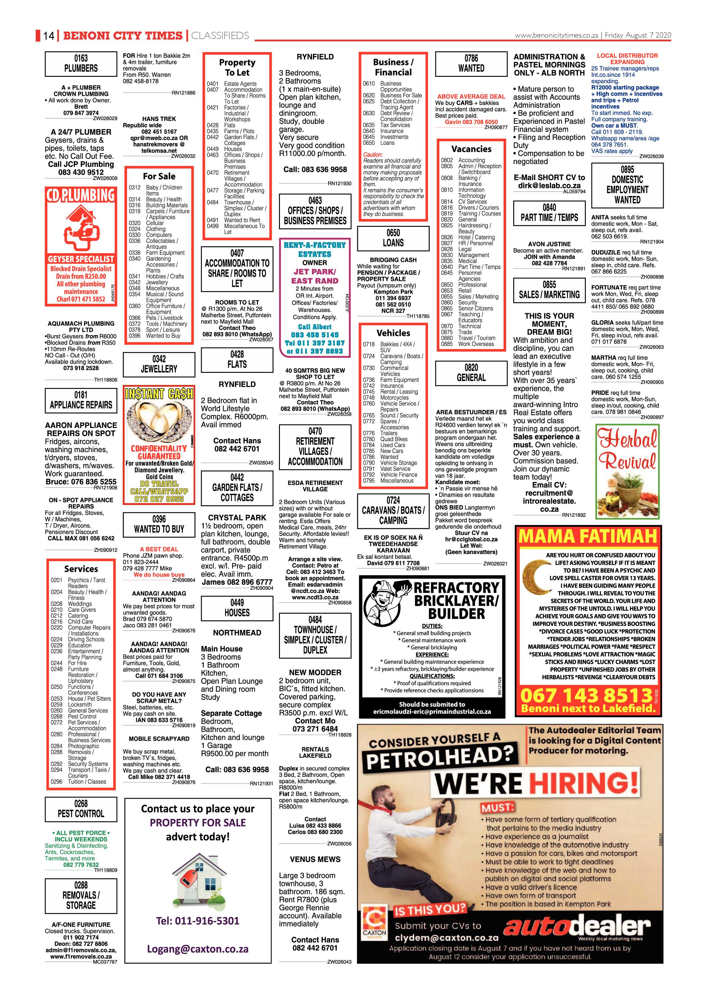 Benoni City Times 06 August 2020 page 14