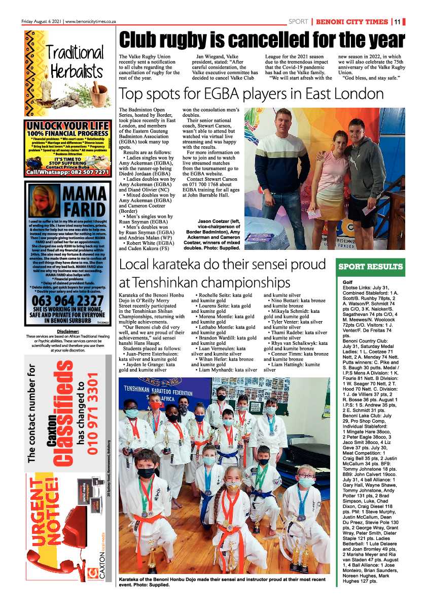 Benoni City Times 06 August 2021 page 11