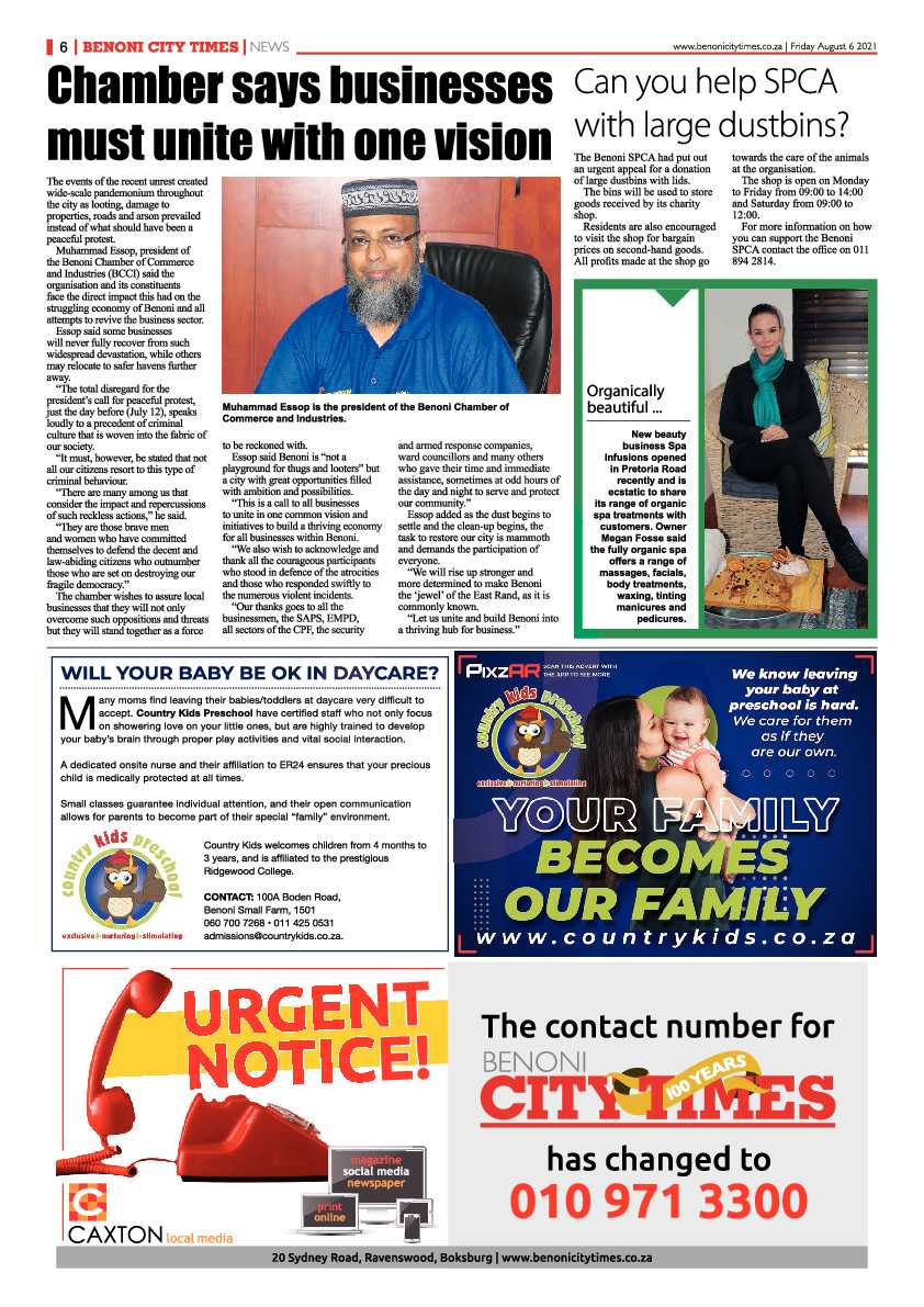 Benoni City Times 06 August 2021 page 6