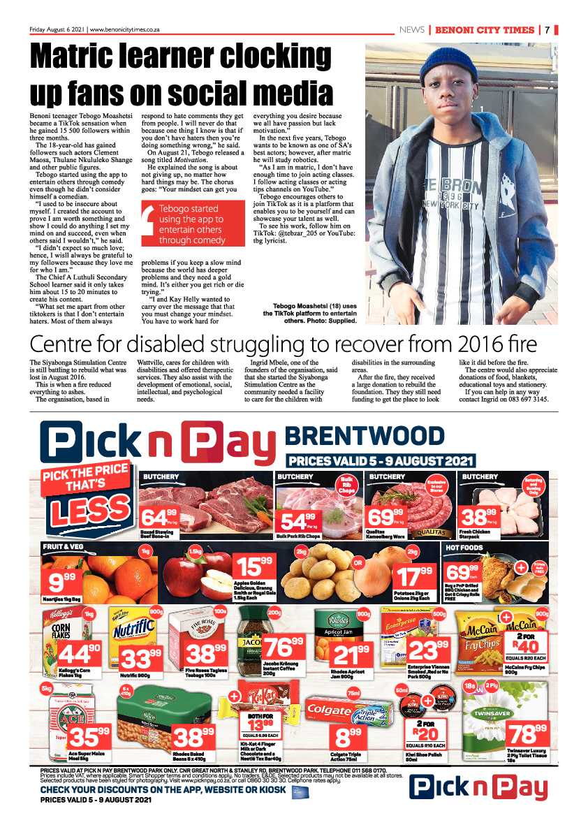 Benoni City Times 06 August 2021 page 7