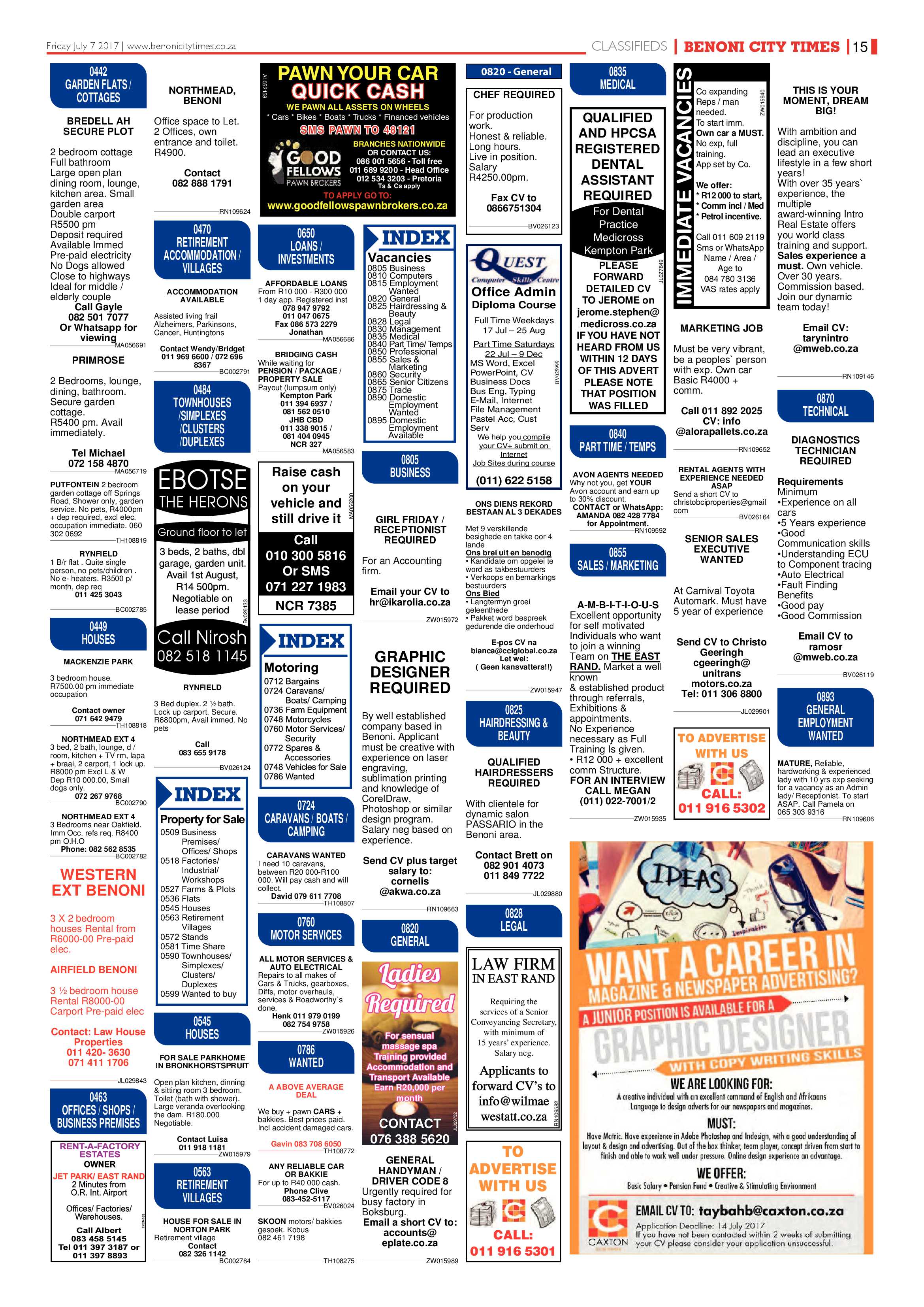 Benoni City Times 06 July 2017 page 15