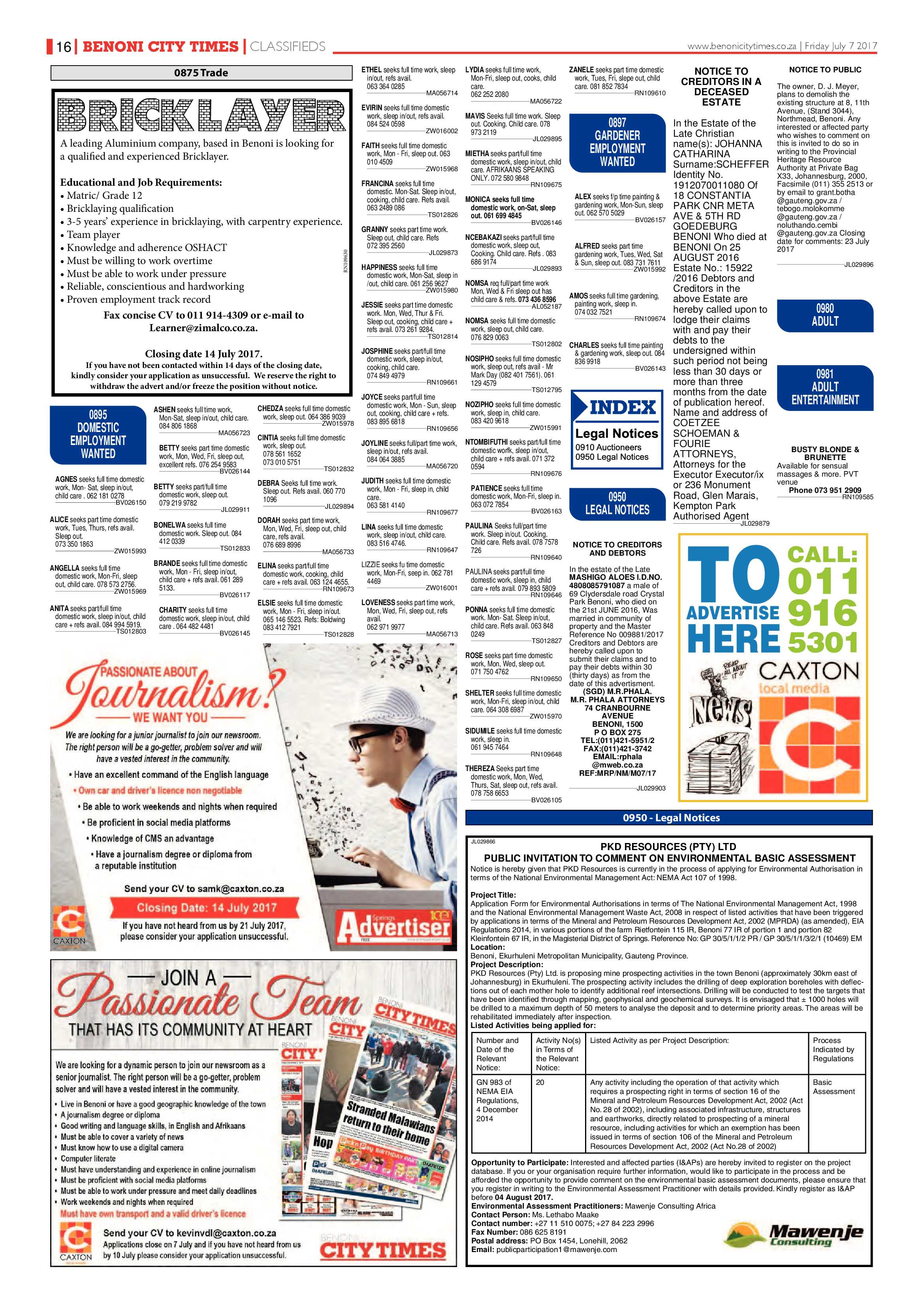 Benoni City Times 06 July 2017 page 16