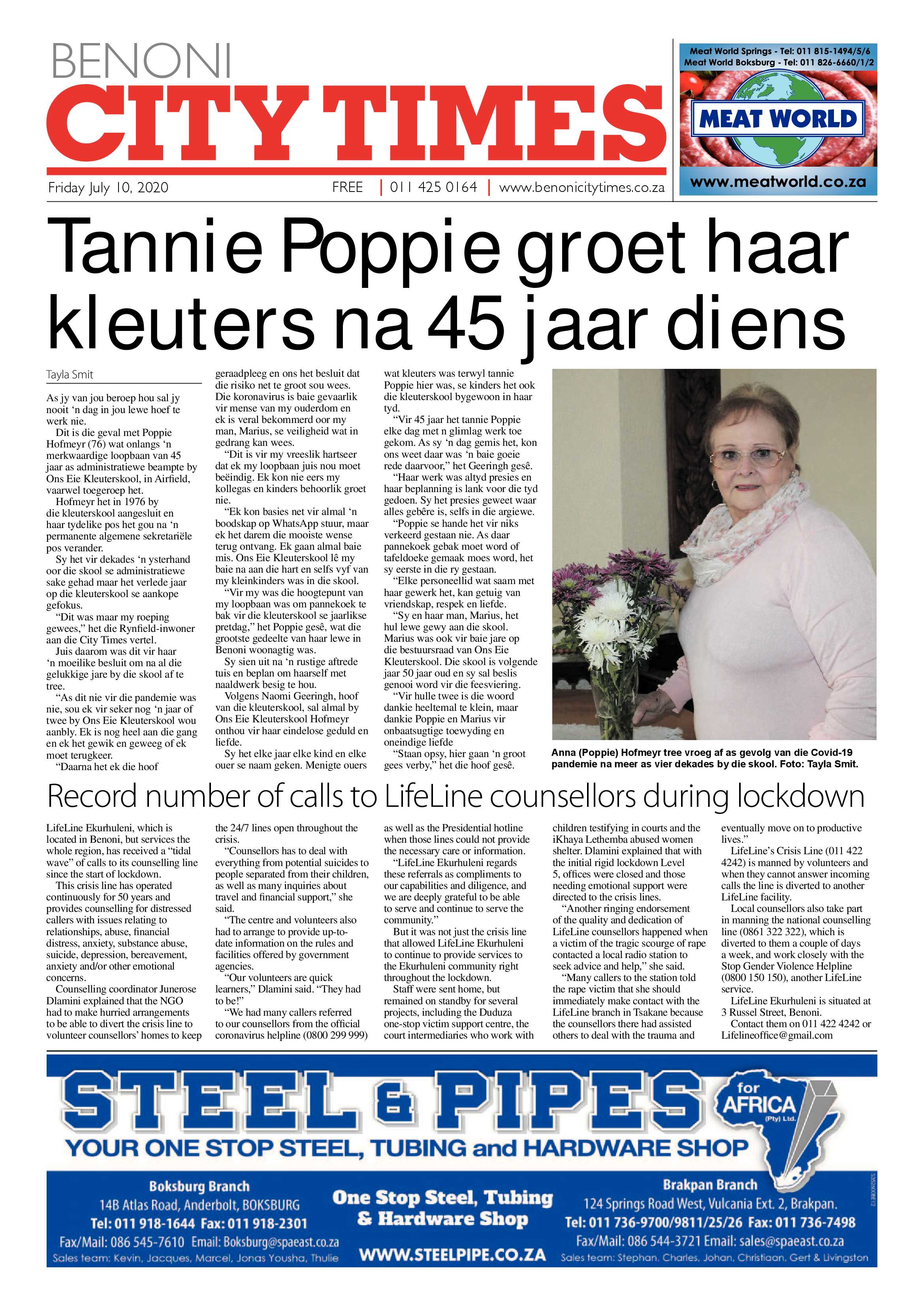 Benoni City Times 09 July 2020 page 1