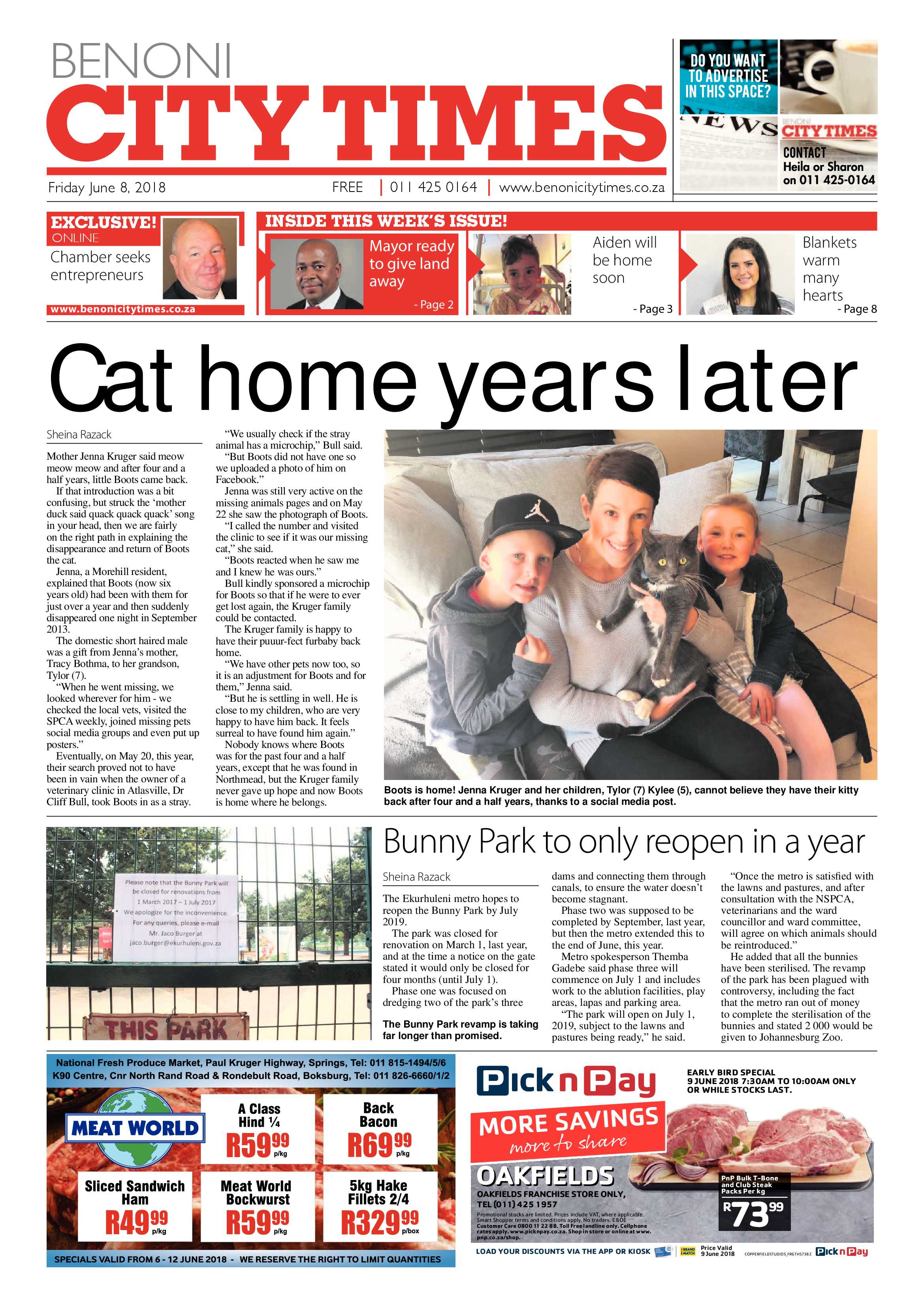 Benoni City Times 07 June 2018 page 1