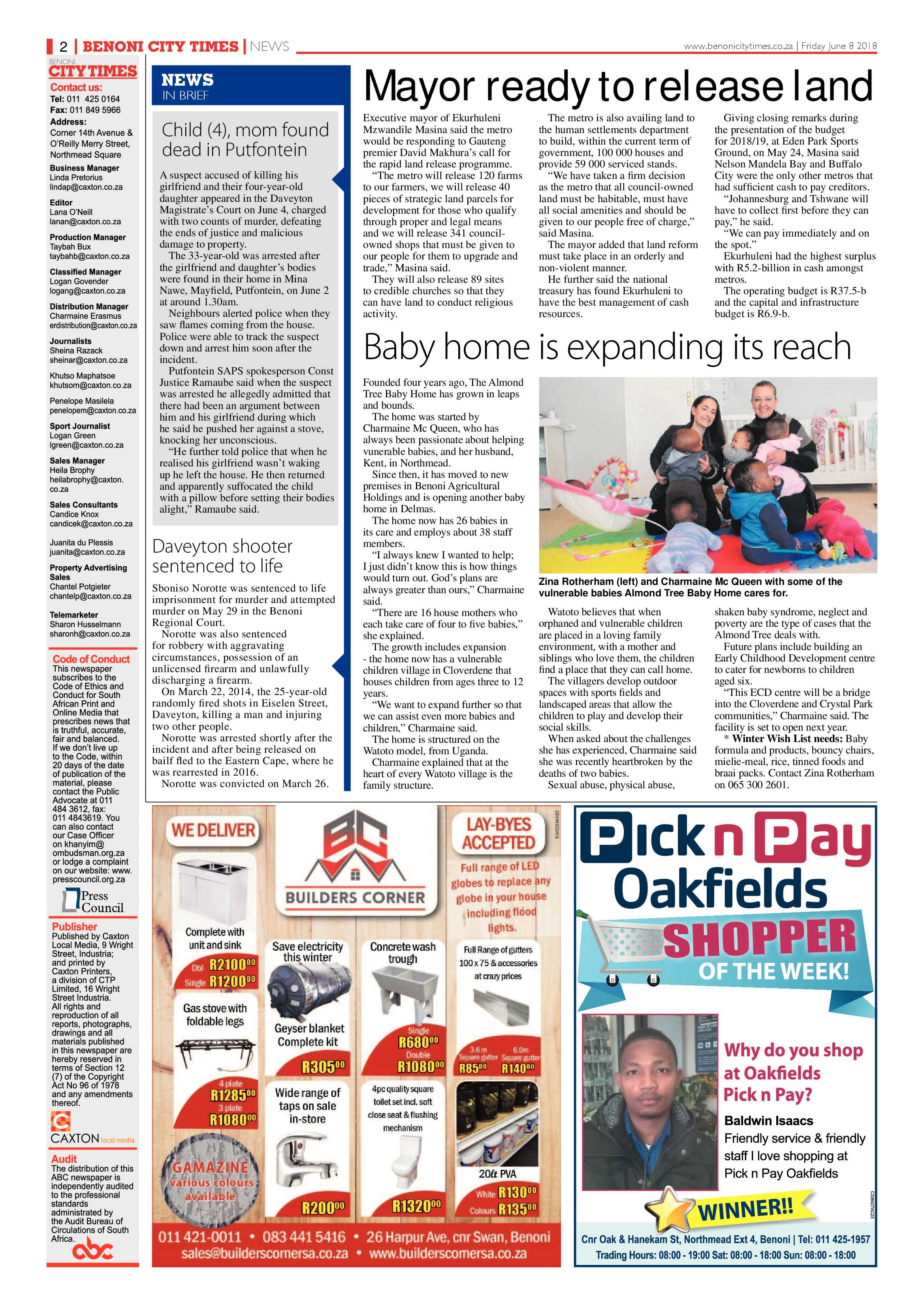Benoni City Times 07 June 2018 page 2