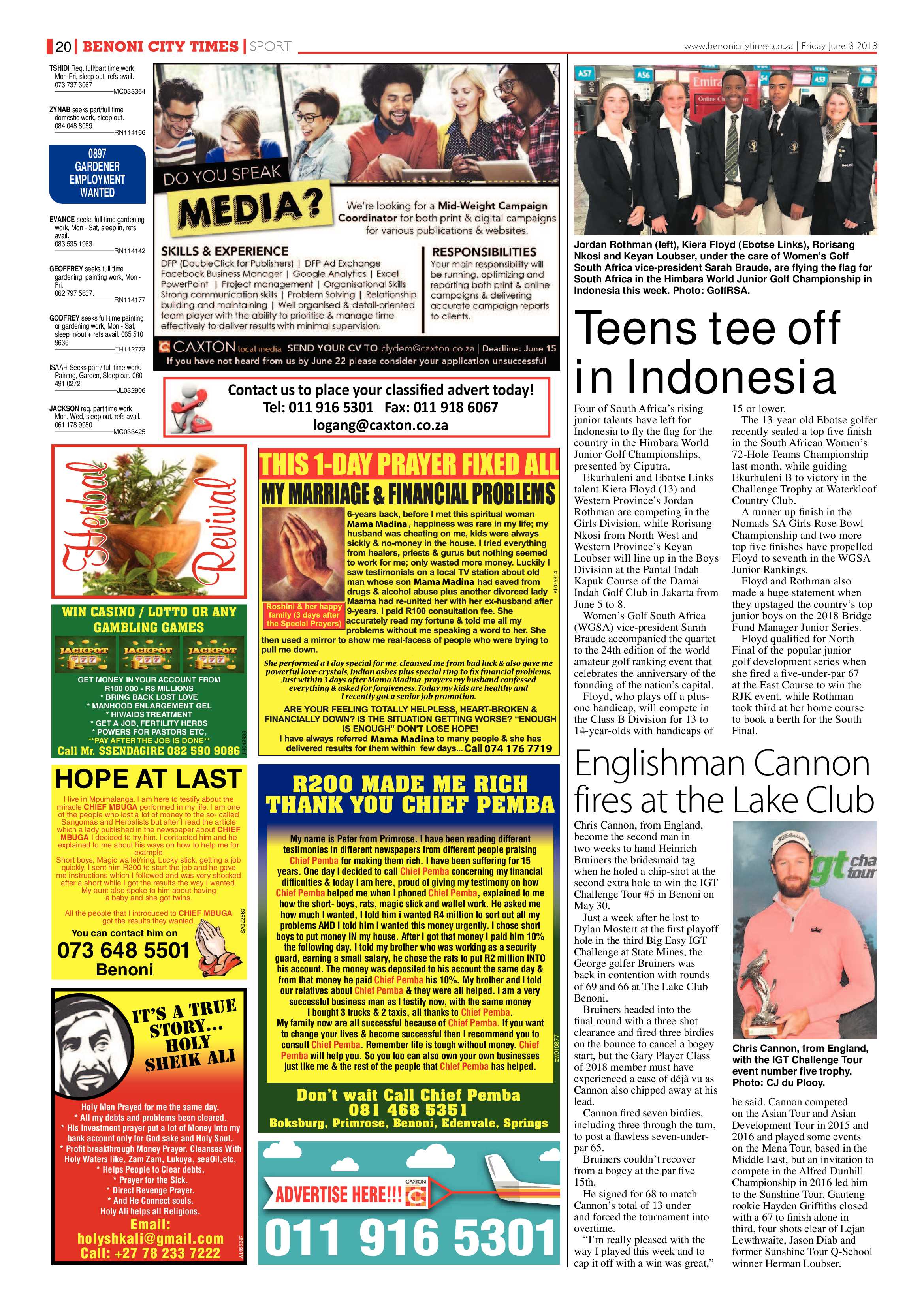 Benoni City Times 07 June 2018 page 20