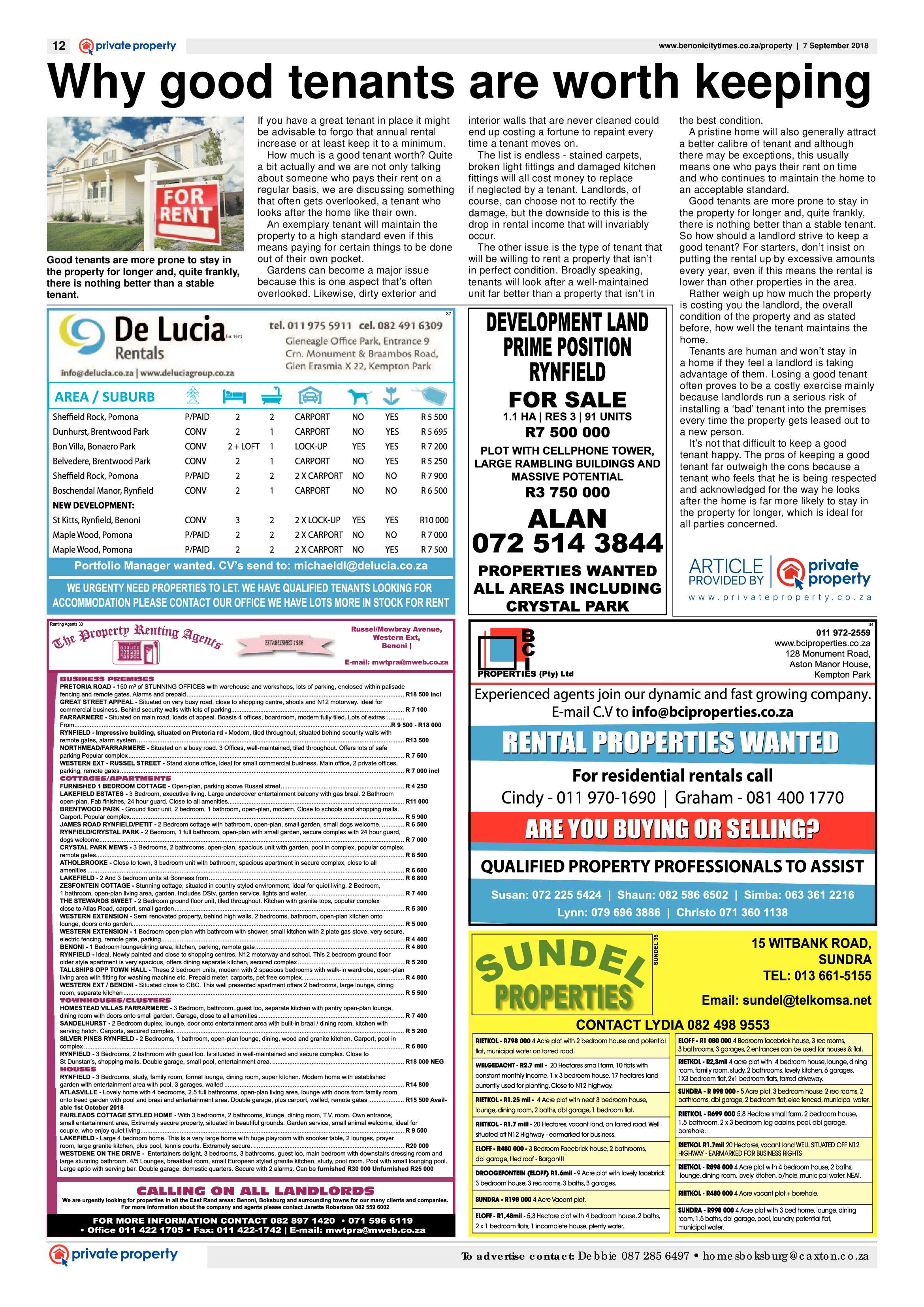 Benoni City Times 06 September 2018 page 12