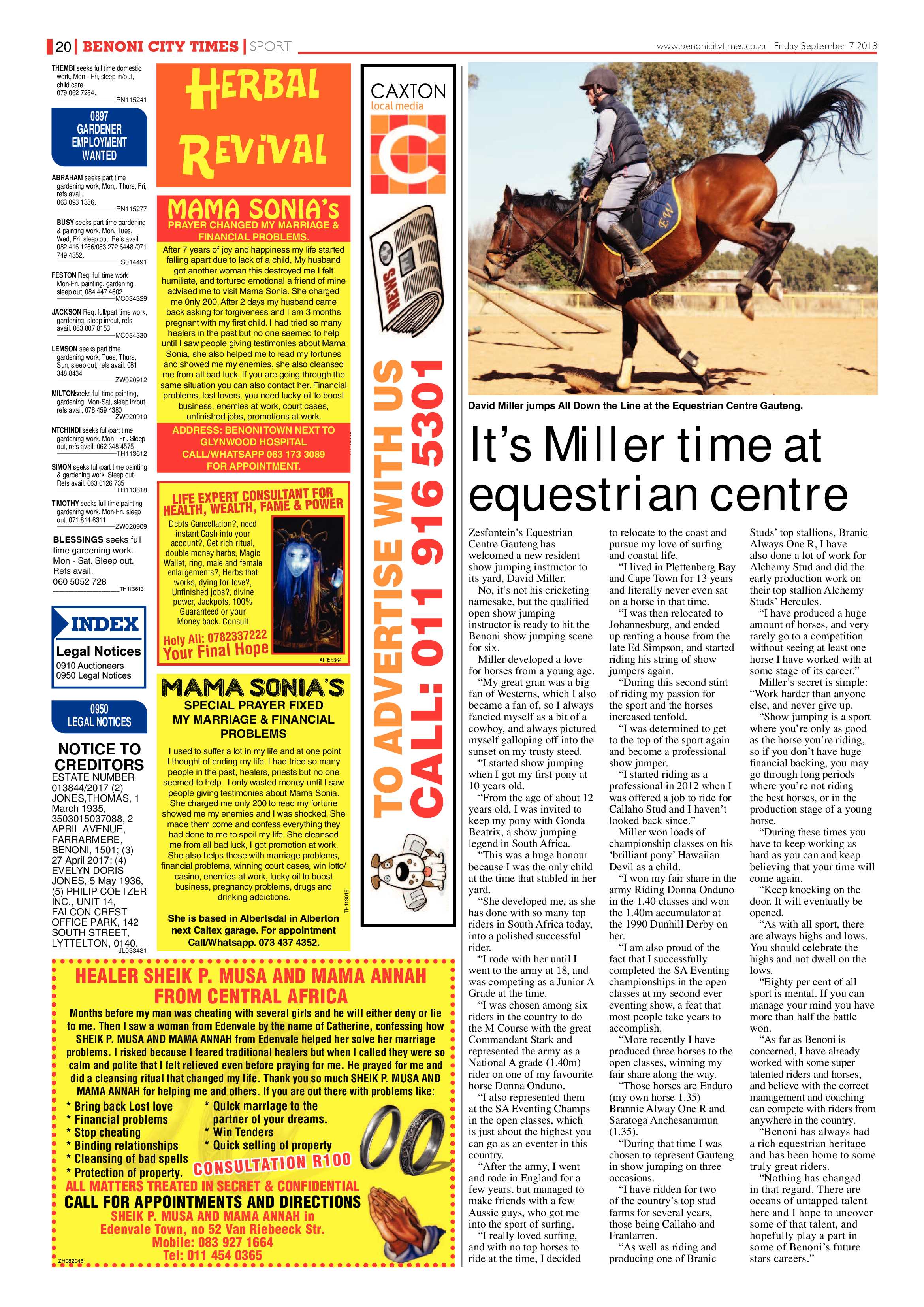 Benoni City Times 06 September 2018 page 20