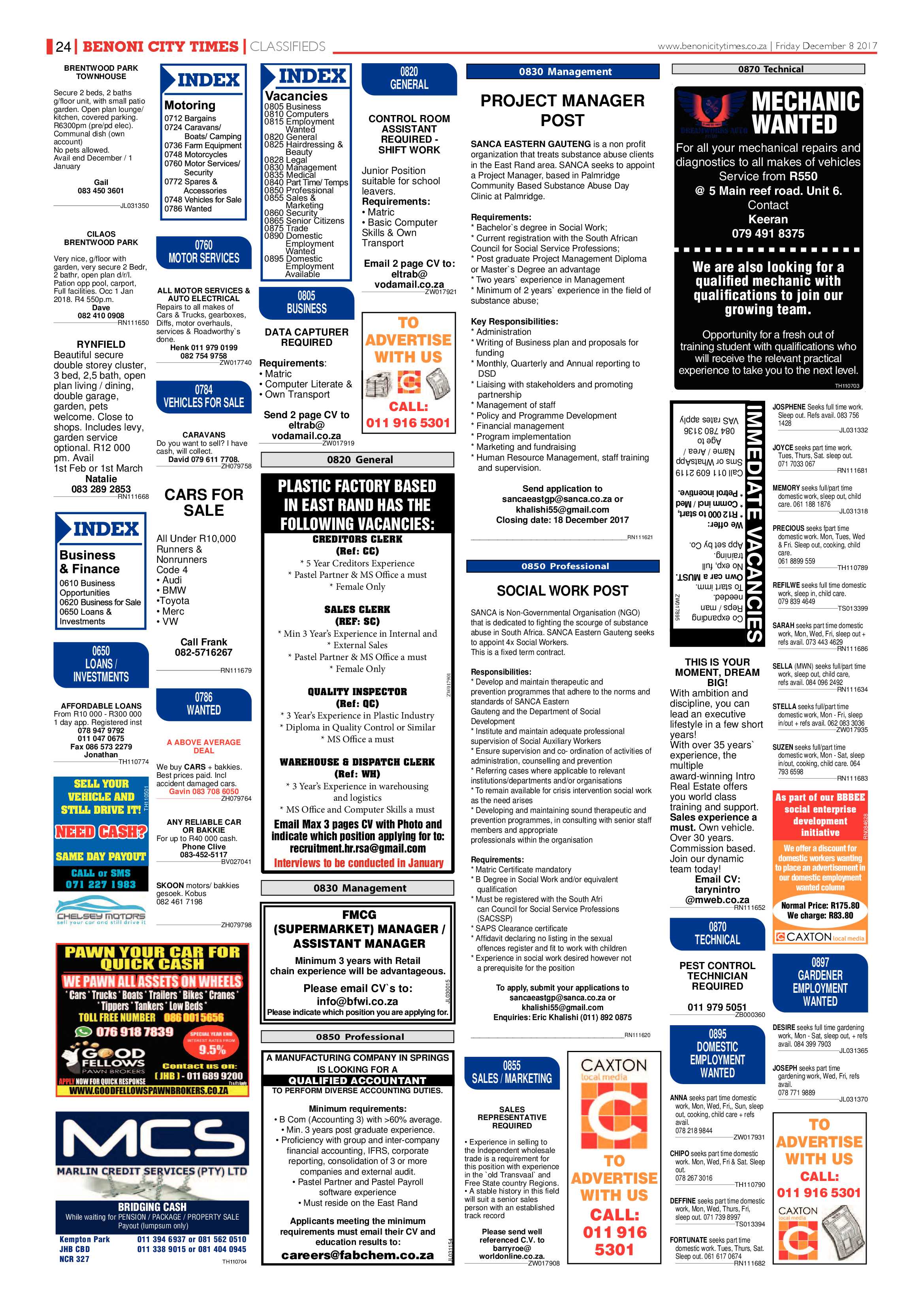 Benoni City Times 07 December 2017 page 24