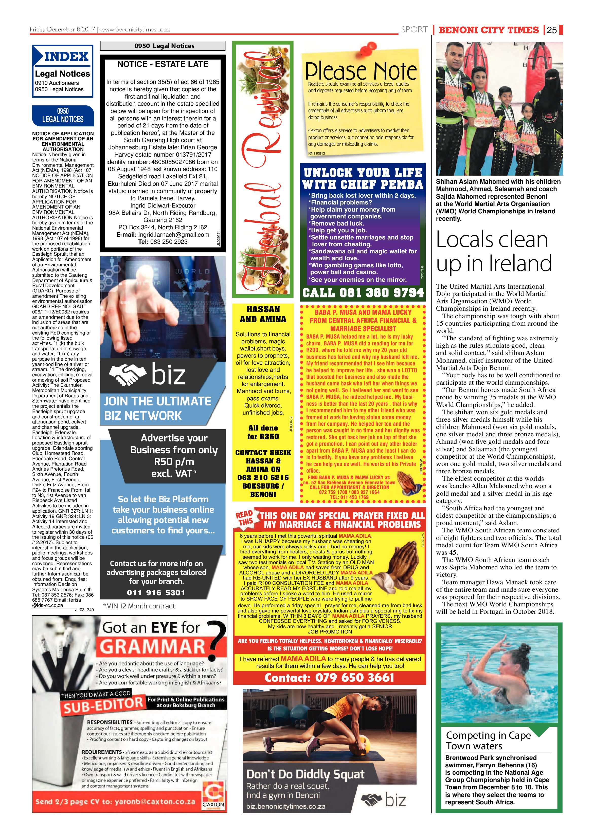 Benoni City Times 07 December 2017 page 25