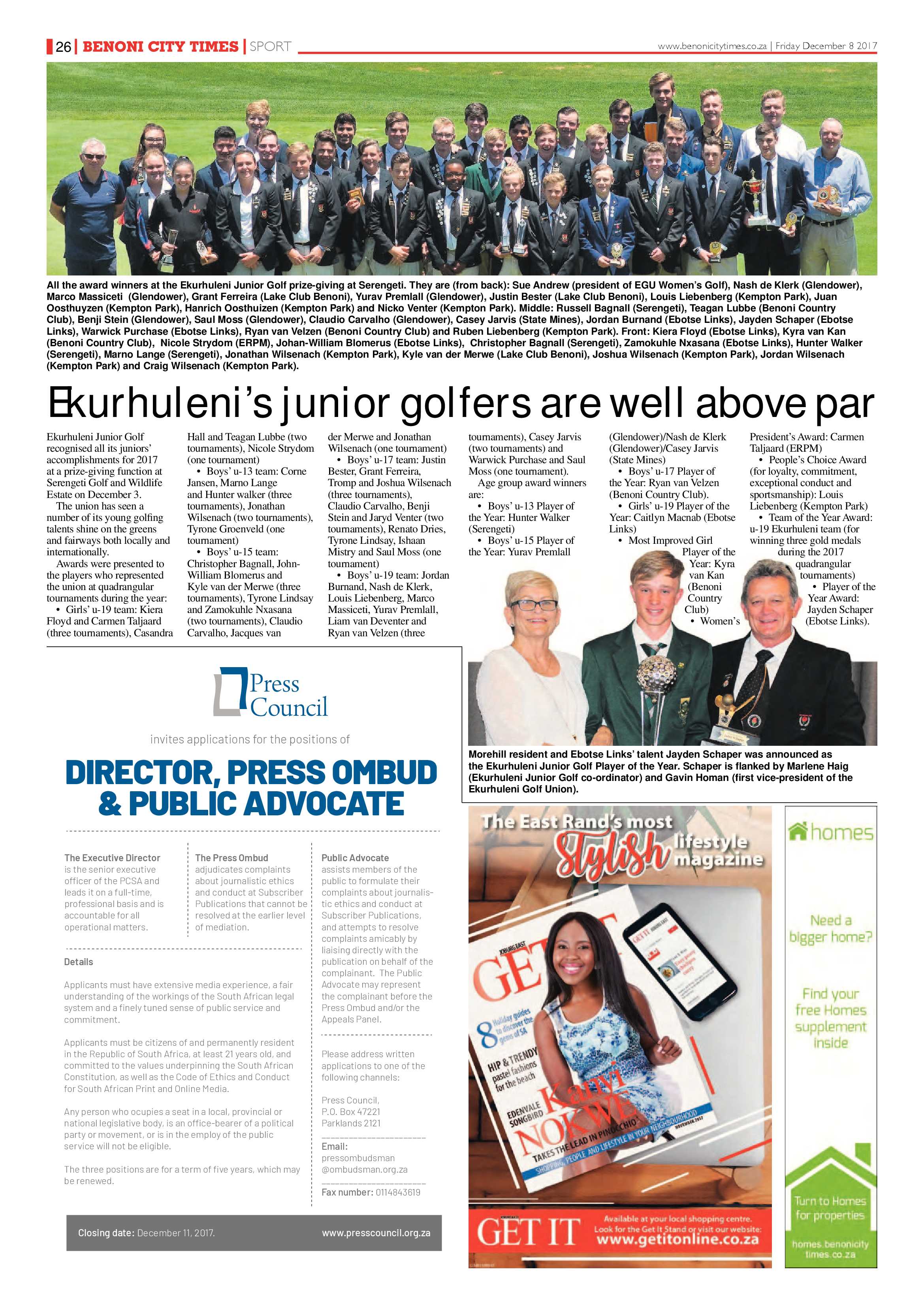 Benoni City Times 07 December 2017 page 26
