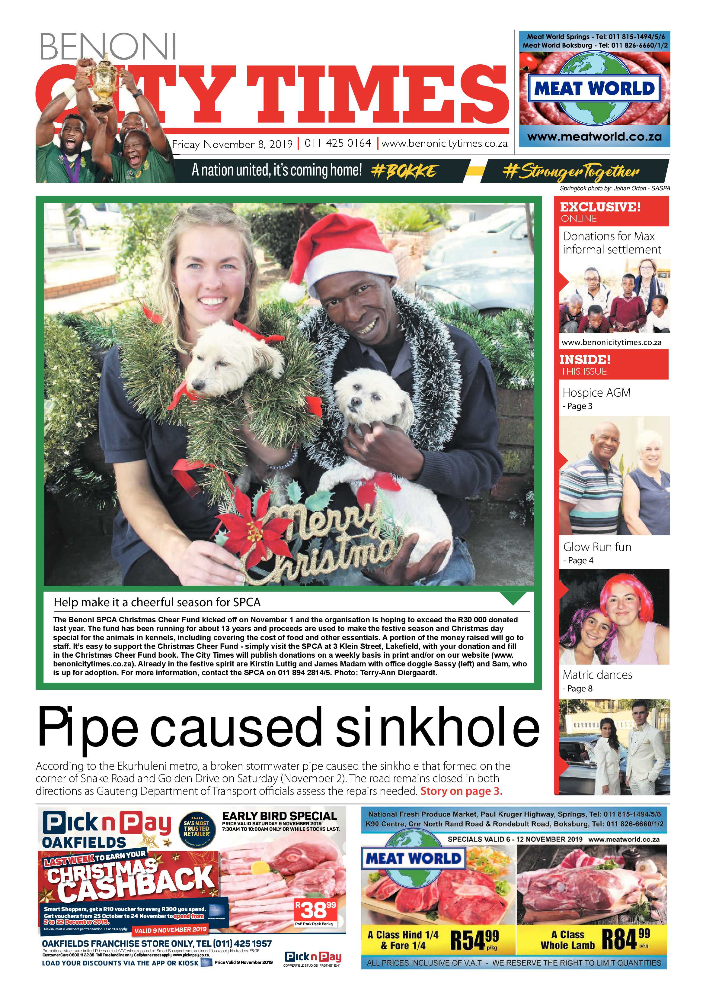 Benoni City Times 07 November 2019 page 1