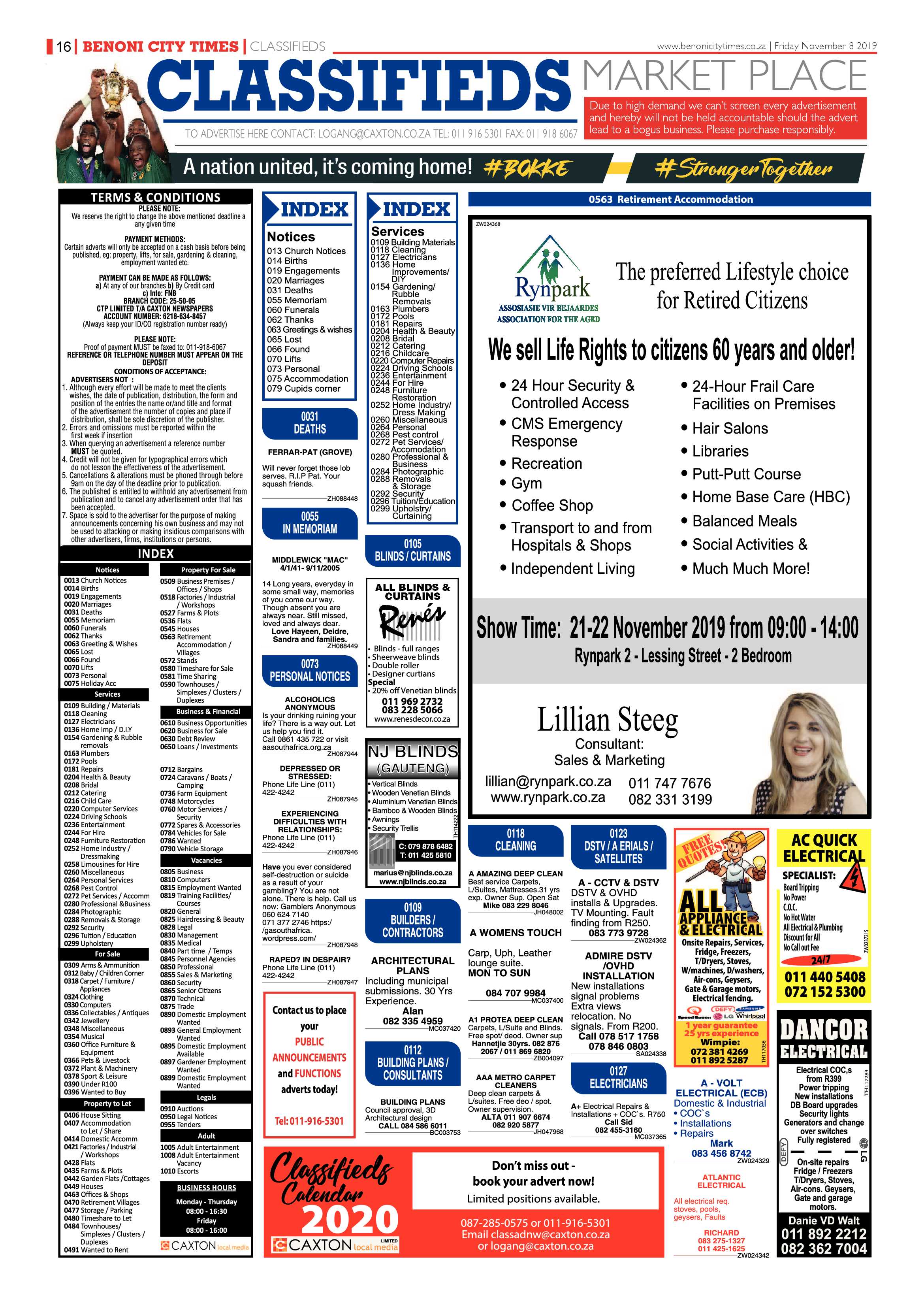 Benoni City Times 07 November 2019 page 16