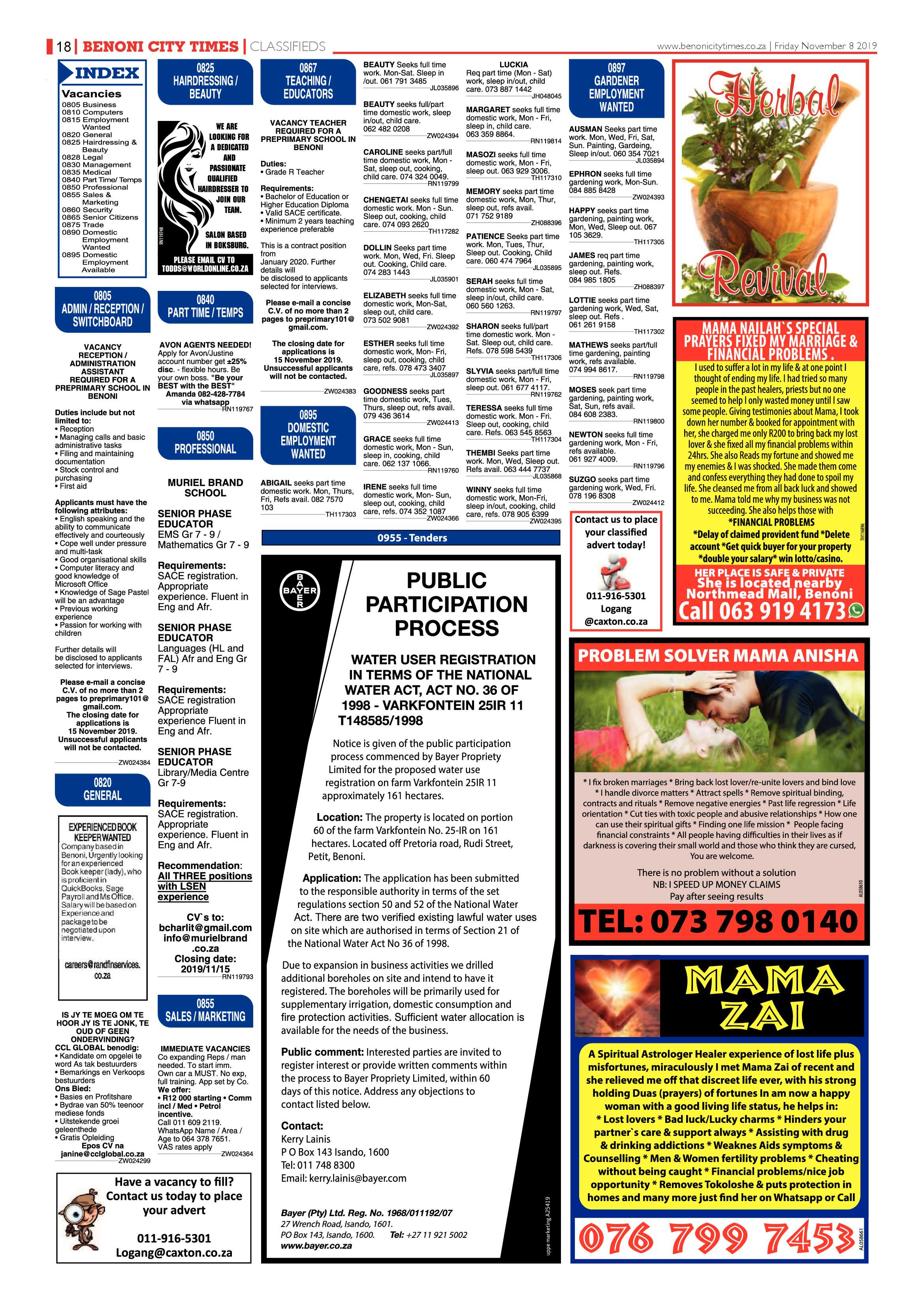 Benoni City Times 07 November 2019 page 18