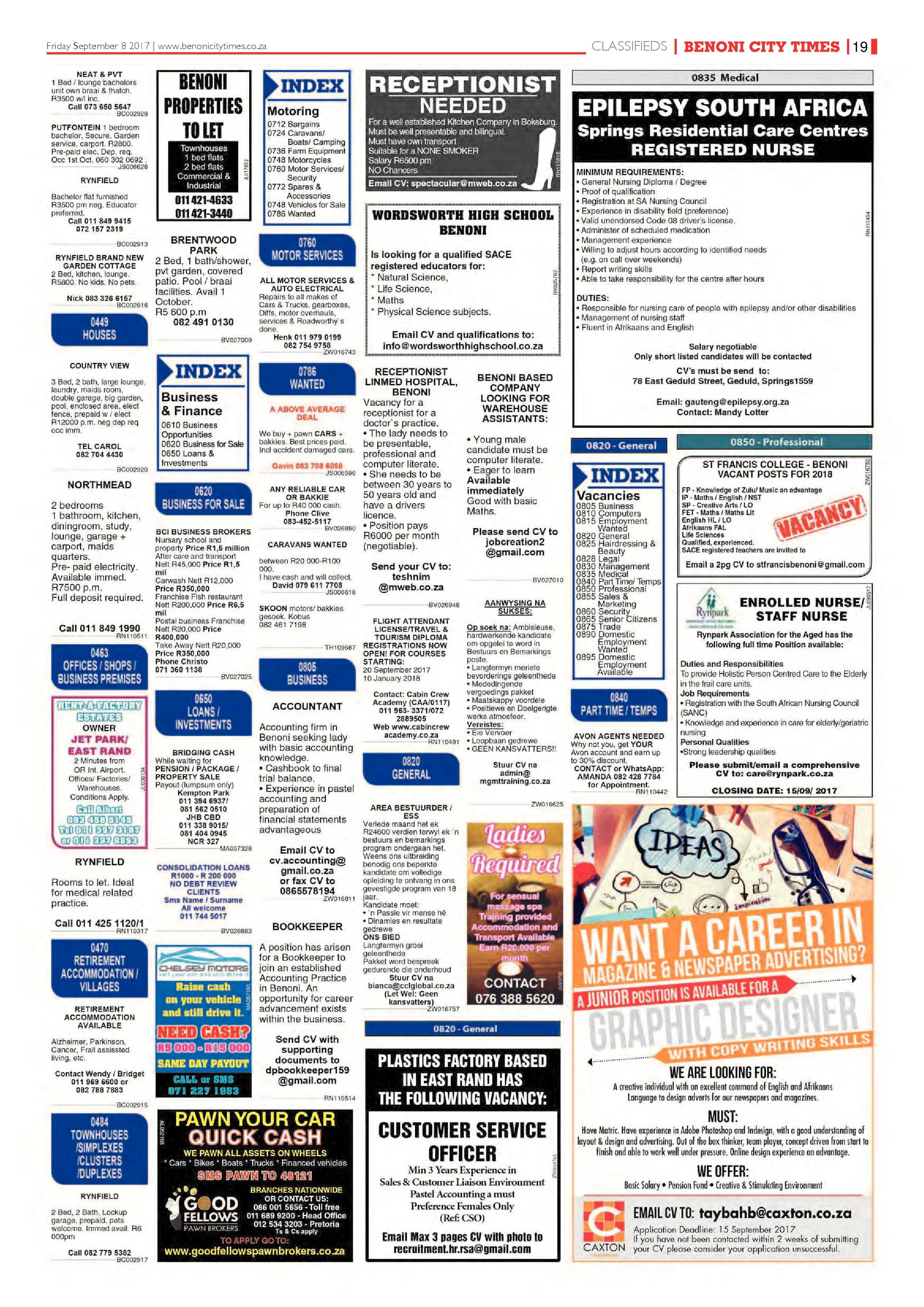 Benoni City Times 07 September 2017 page 19