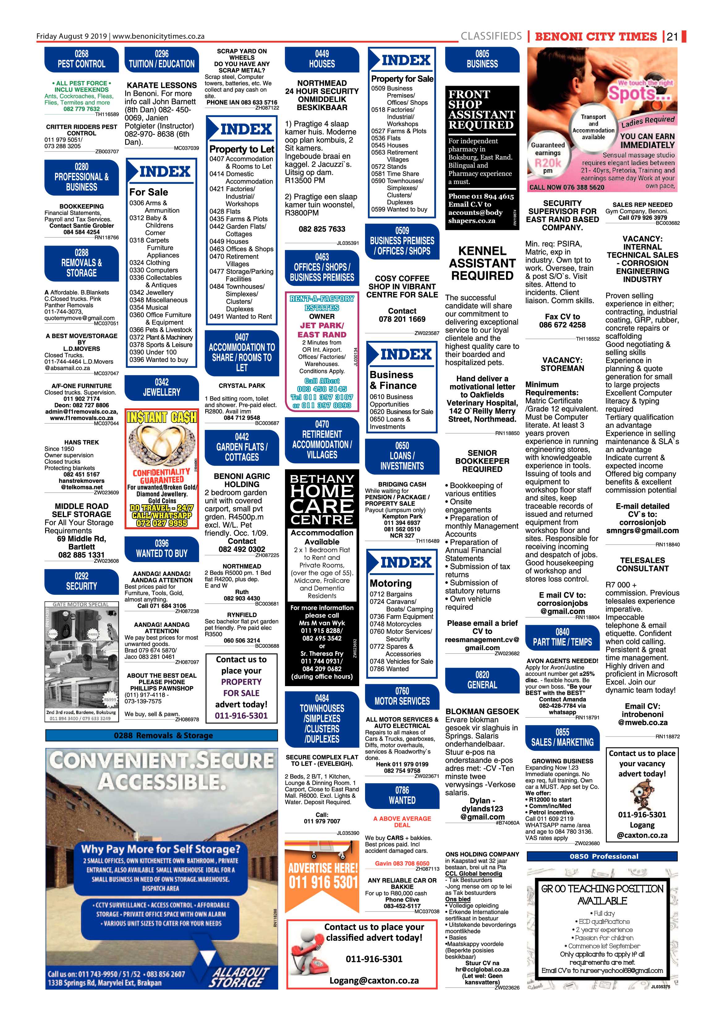 Benoni City Times 08 August 2019 page 21