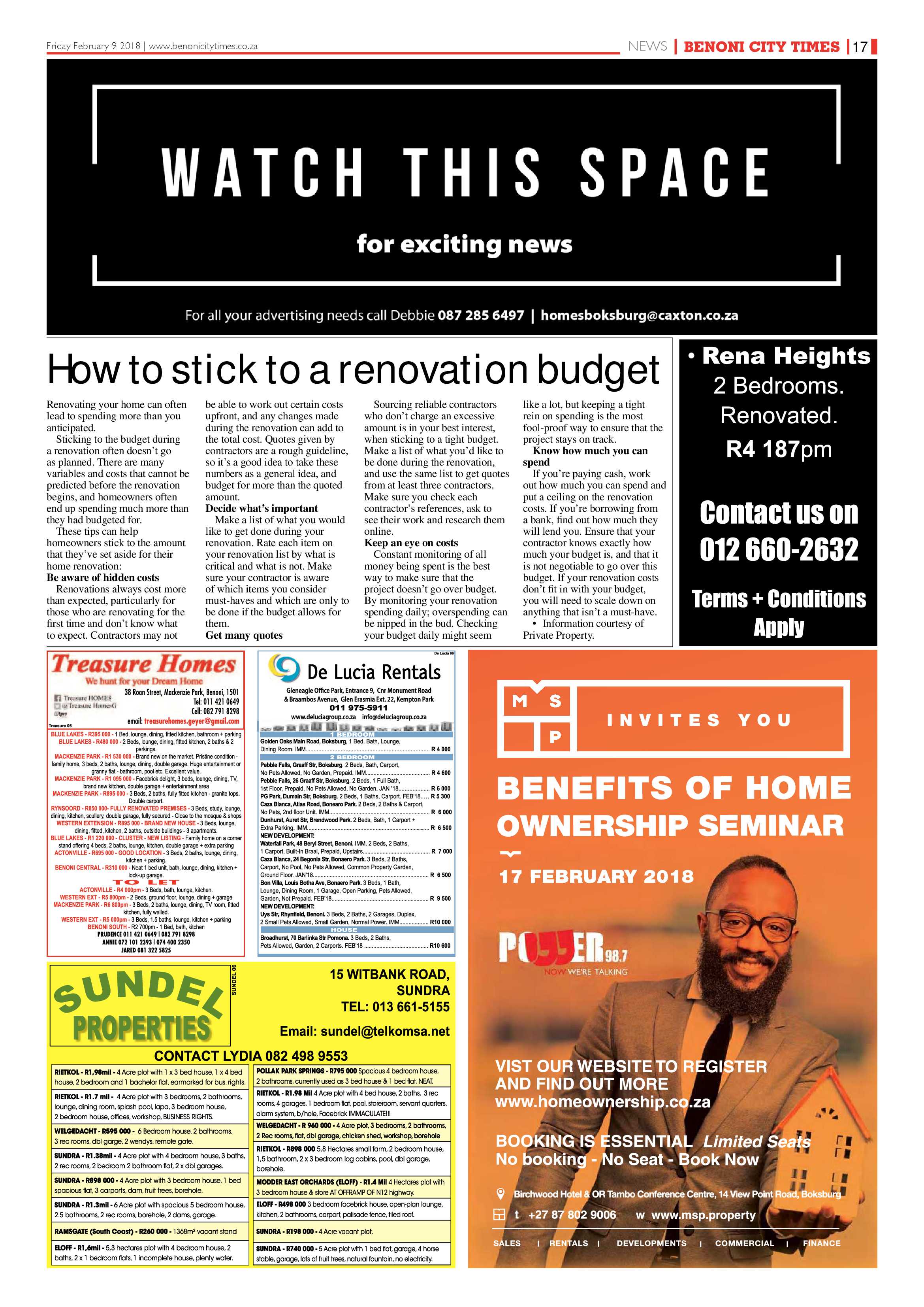 Benoni City Times 08 February 2018 page 17