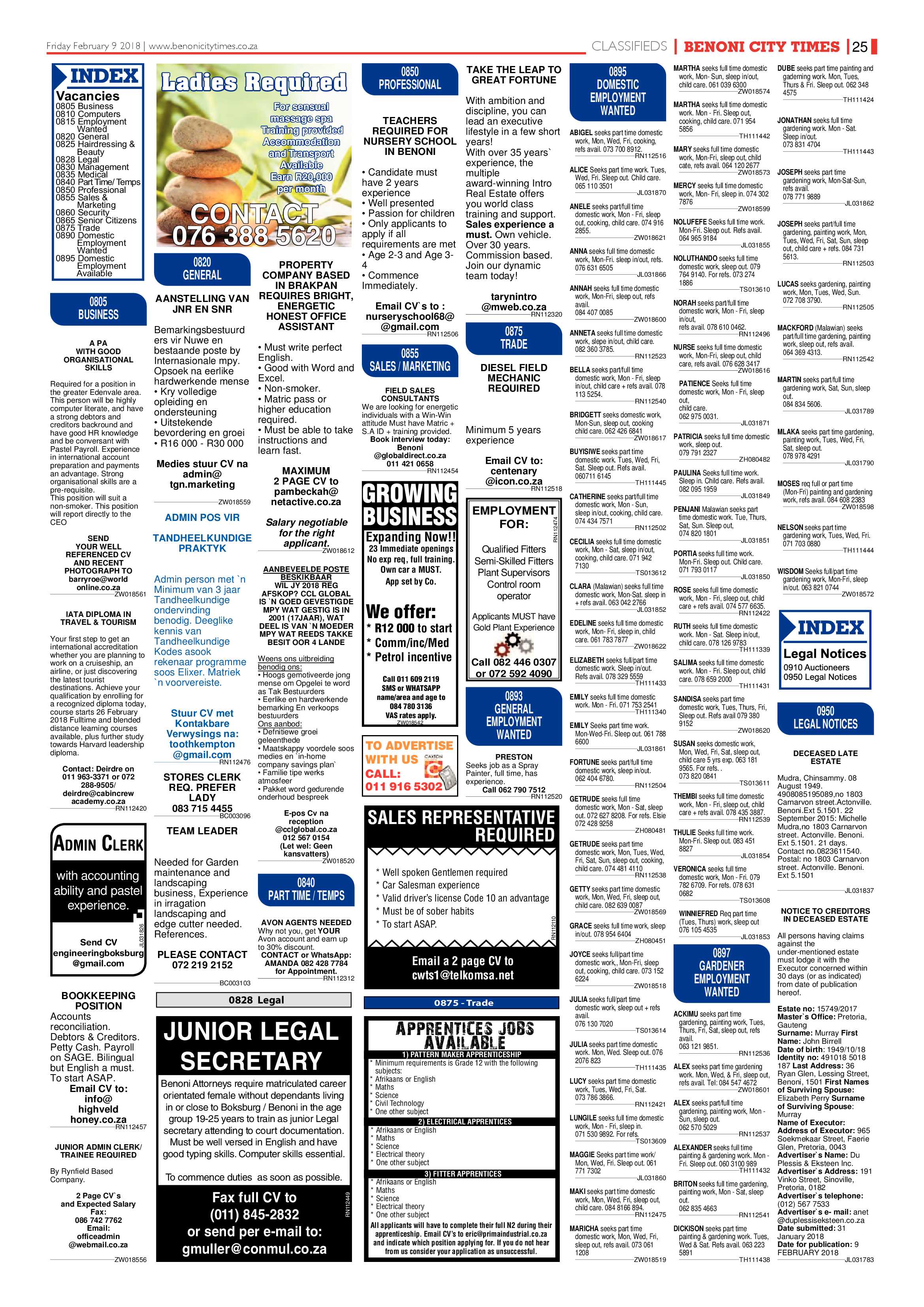 Benoni City Times 08 February 2018 page 25