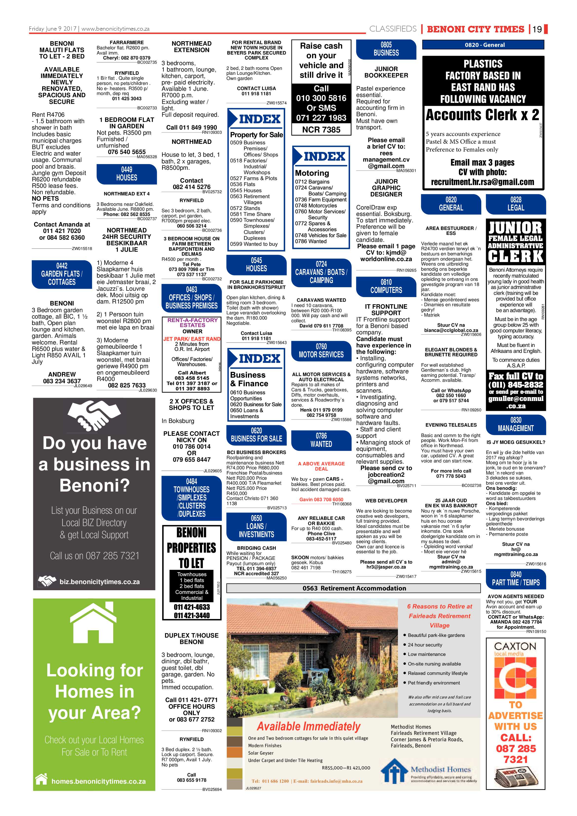 Benoni City Times 08 June 2017 page 19