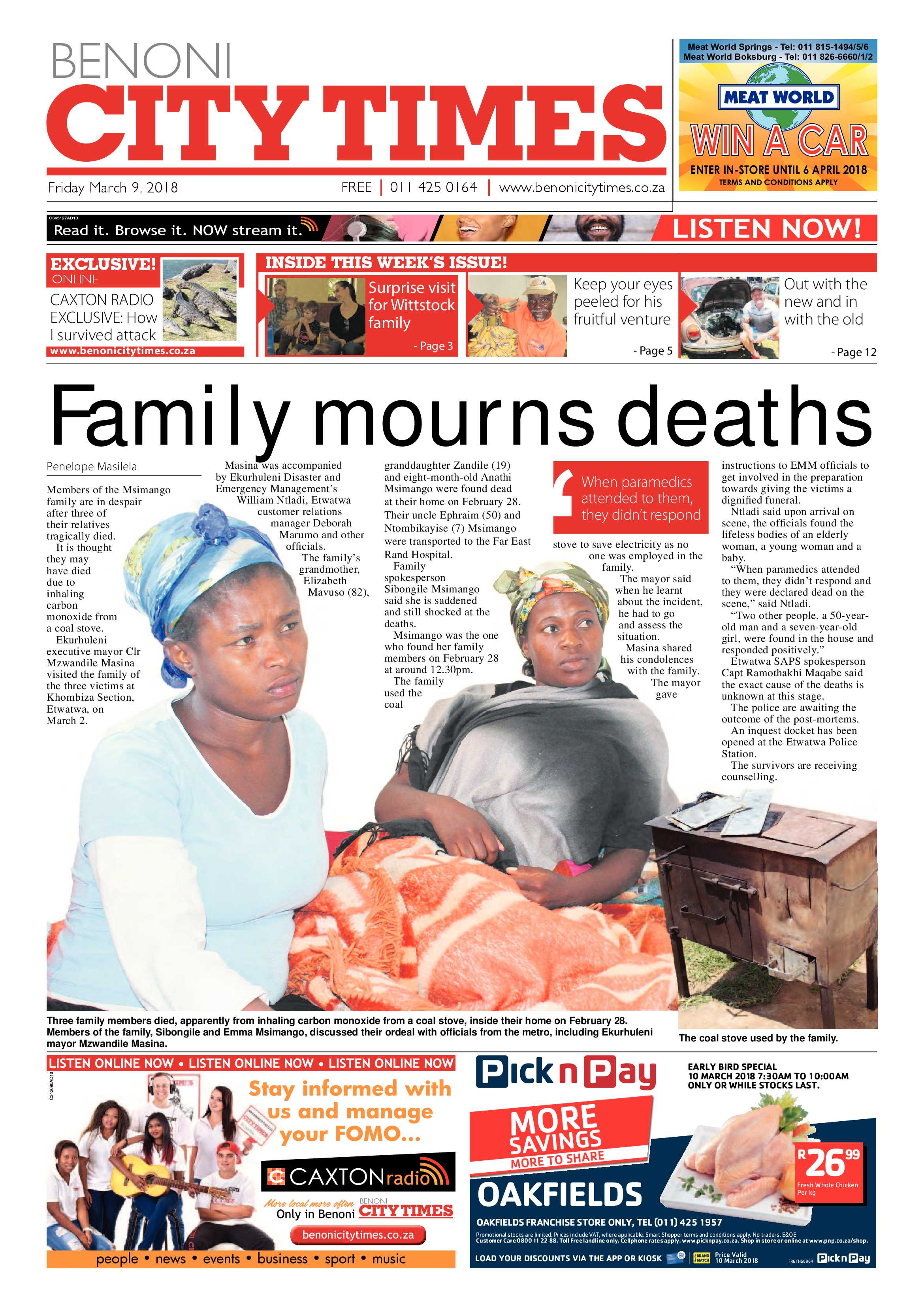 Benoni City Times 08 March 2018 page 1