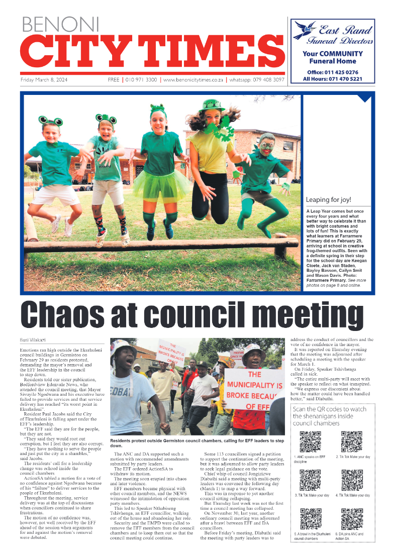 Benoni City Times 08 March 2024 page 1