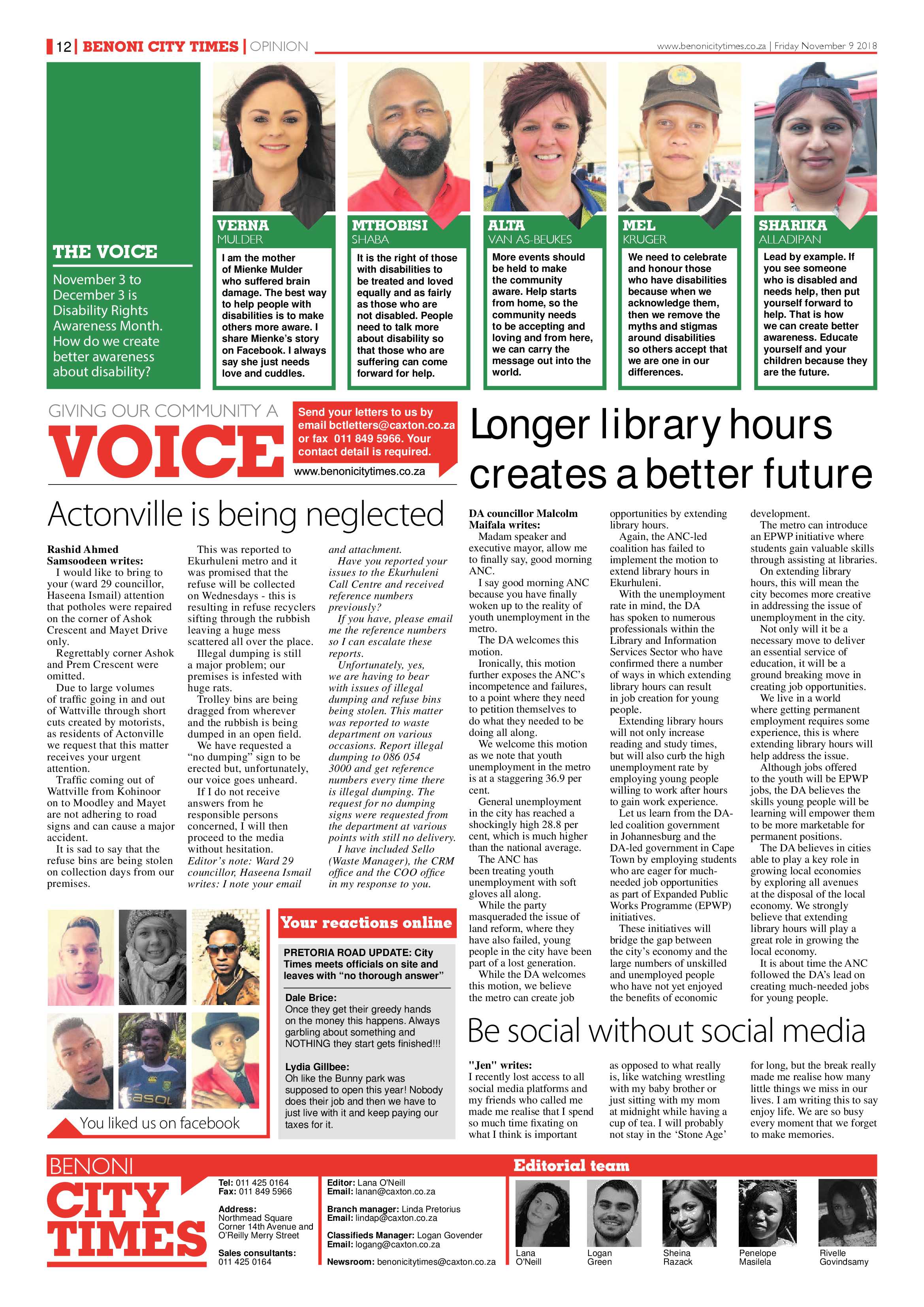 Benoni City Times 08 November 2018 page 12