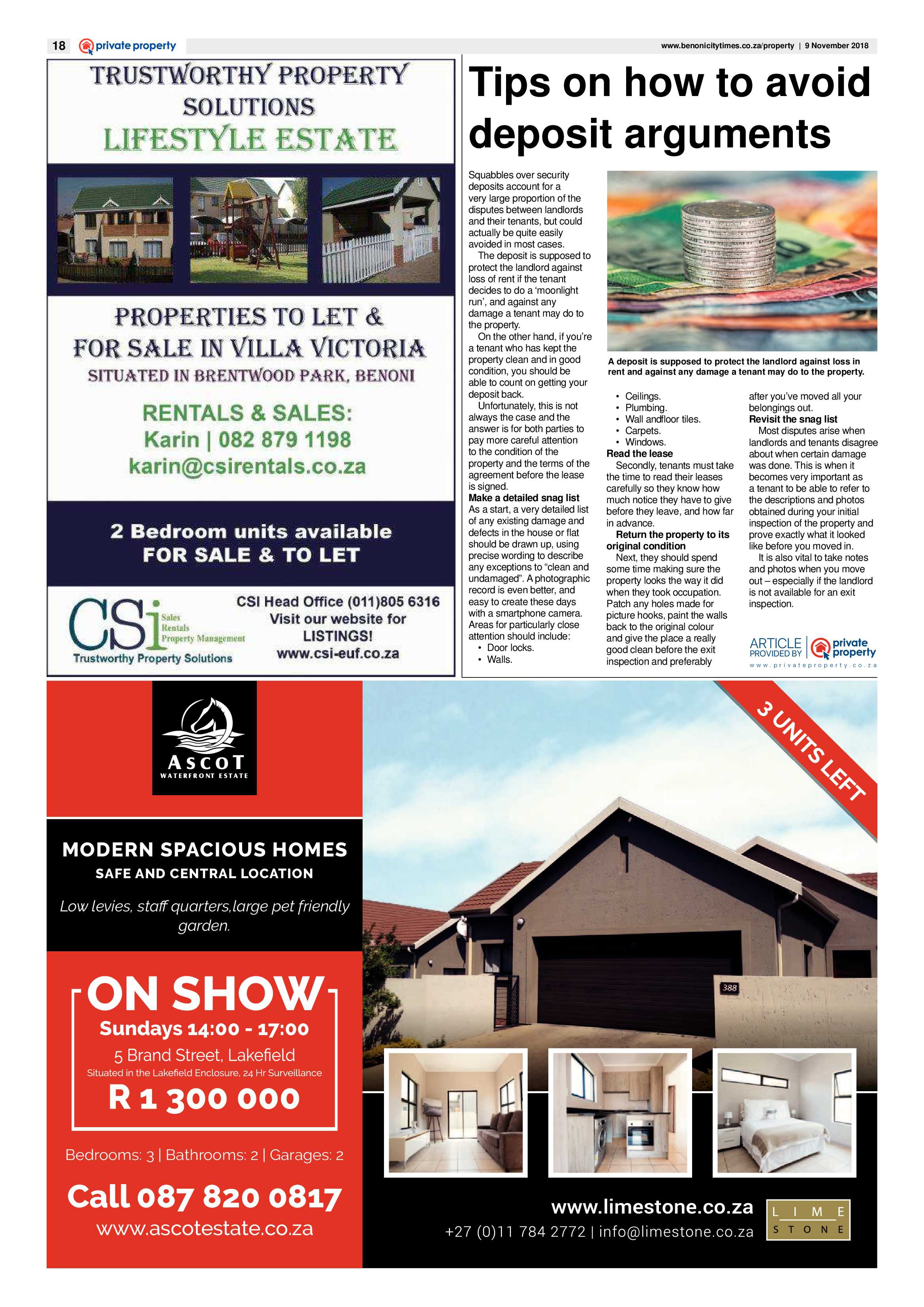 Benoni City Times 08 November 2018 page 18