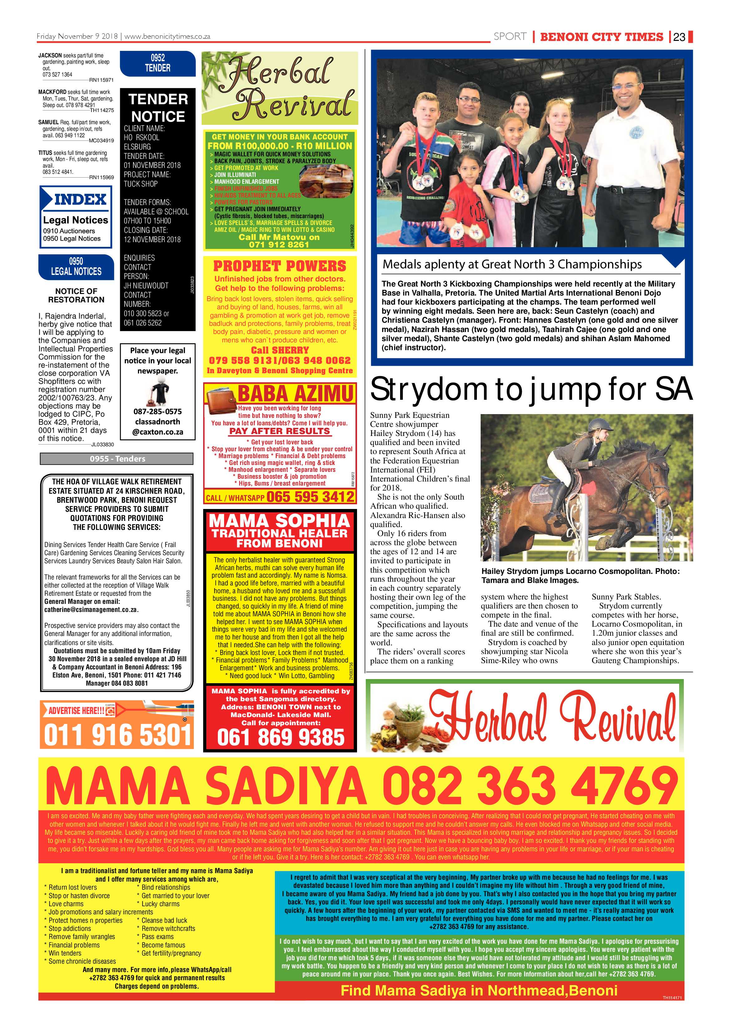 Benoni City Times 08 November 2018 page 23