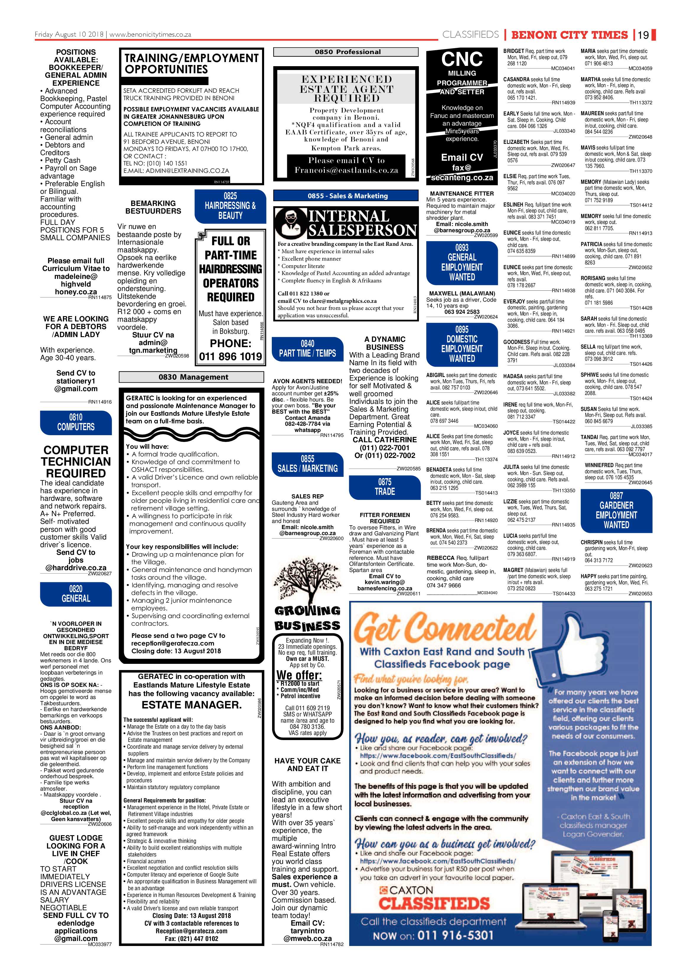 Benoni City Times 09 August 2018 page 19