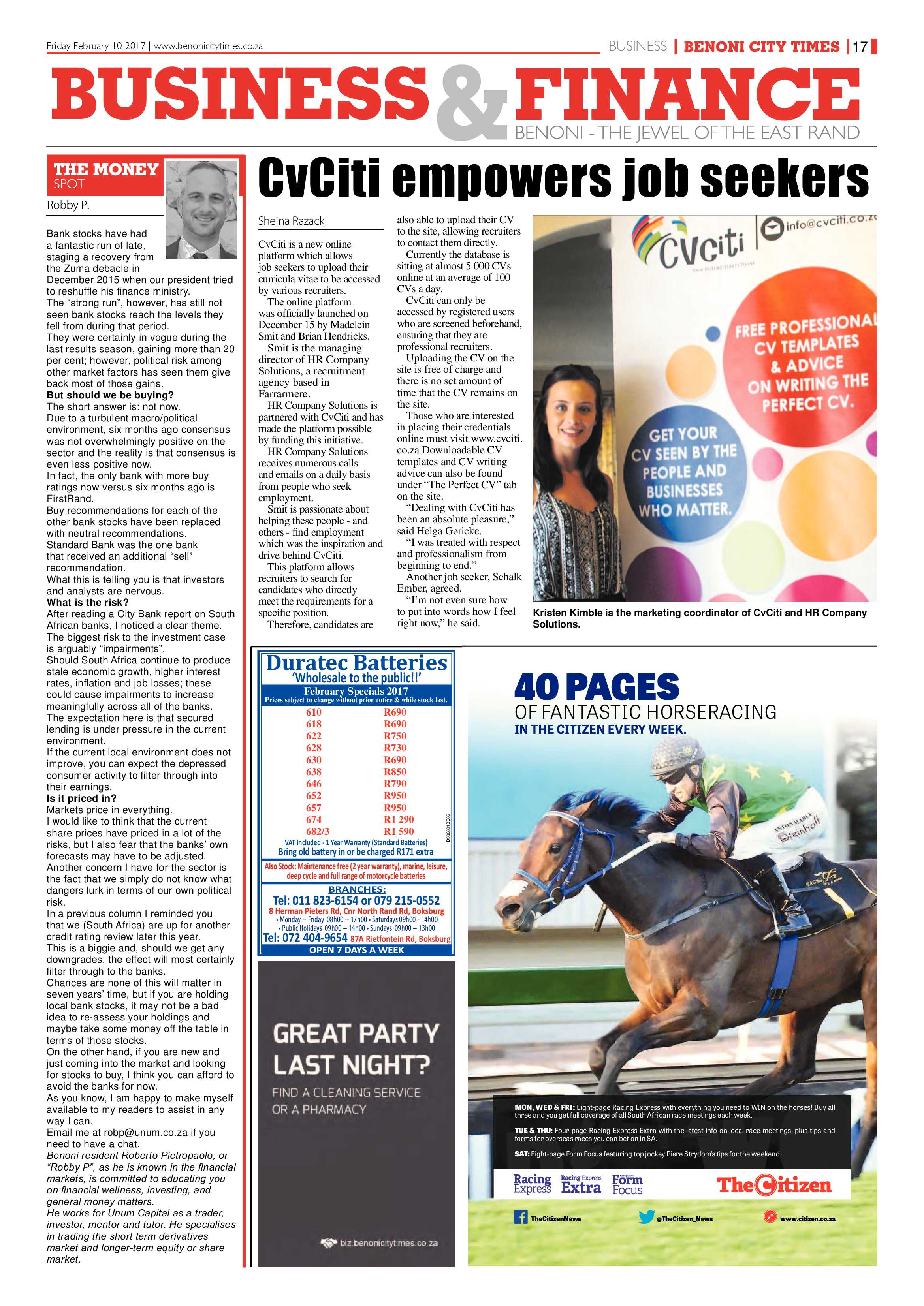 Benoni City Times 09 February 2017 page 17