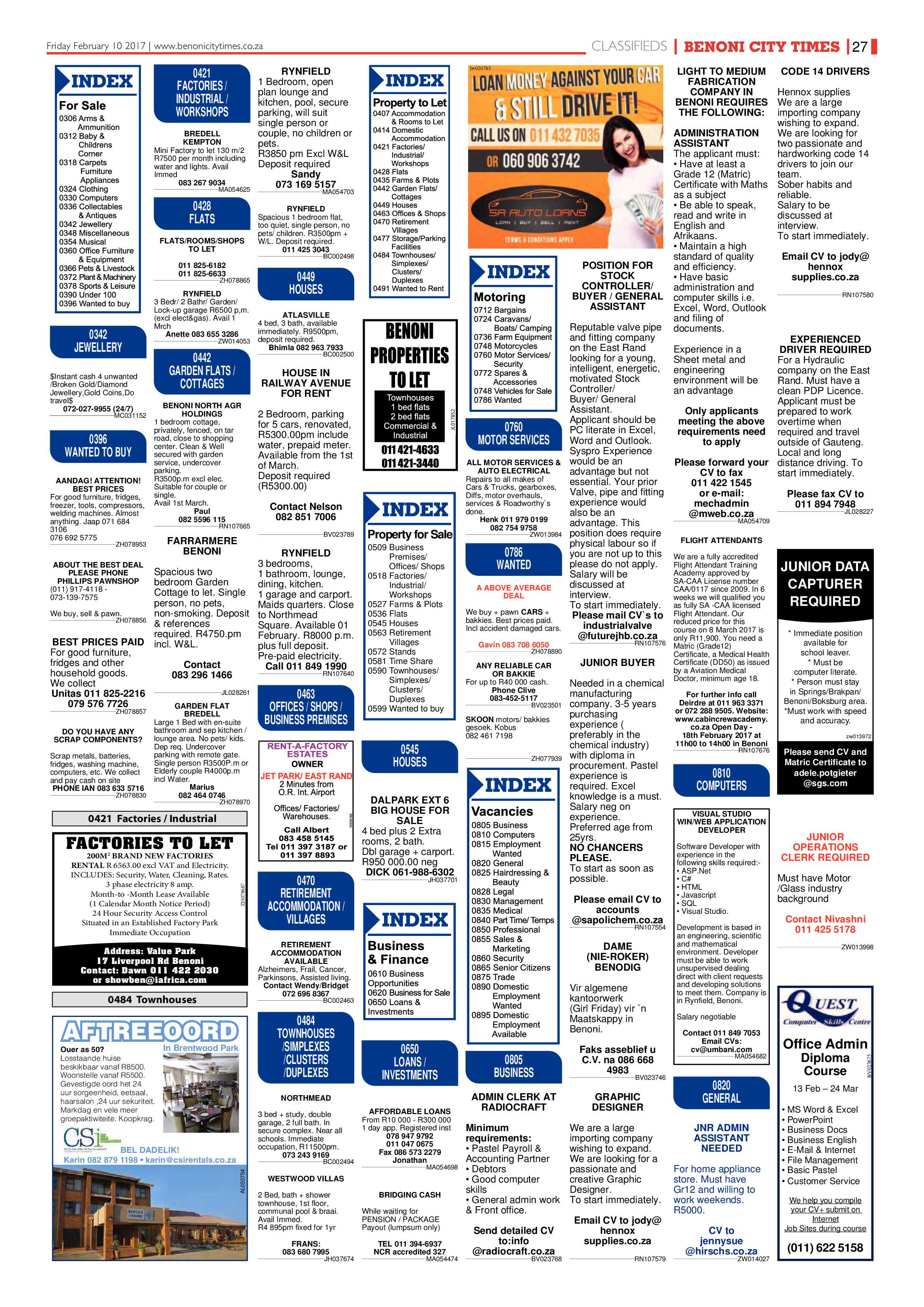 Benoni City Times 09 February 2017 page 27