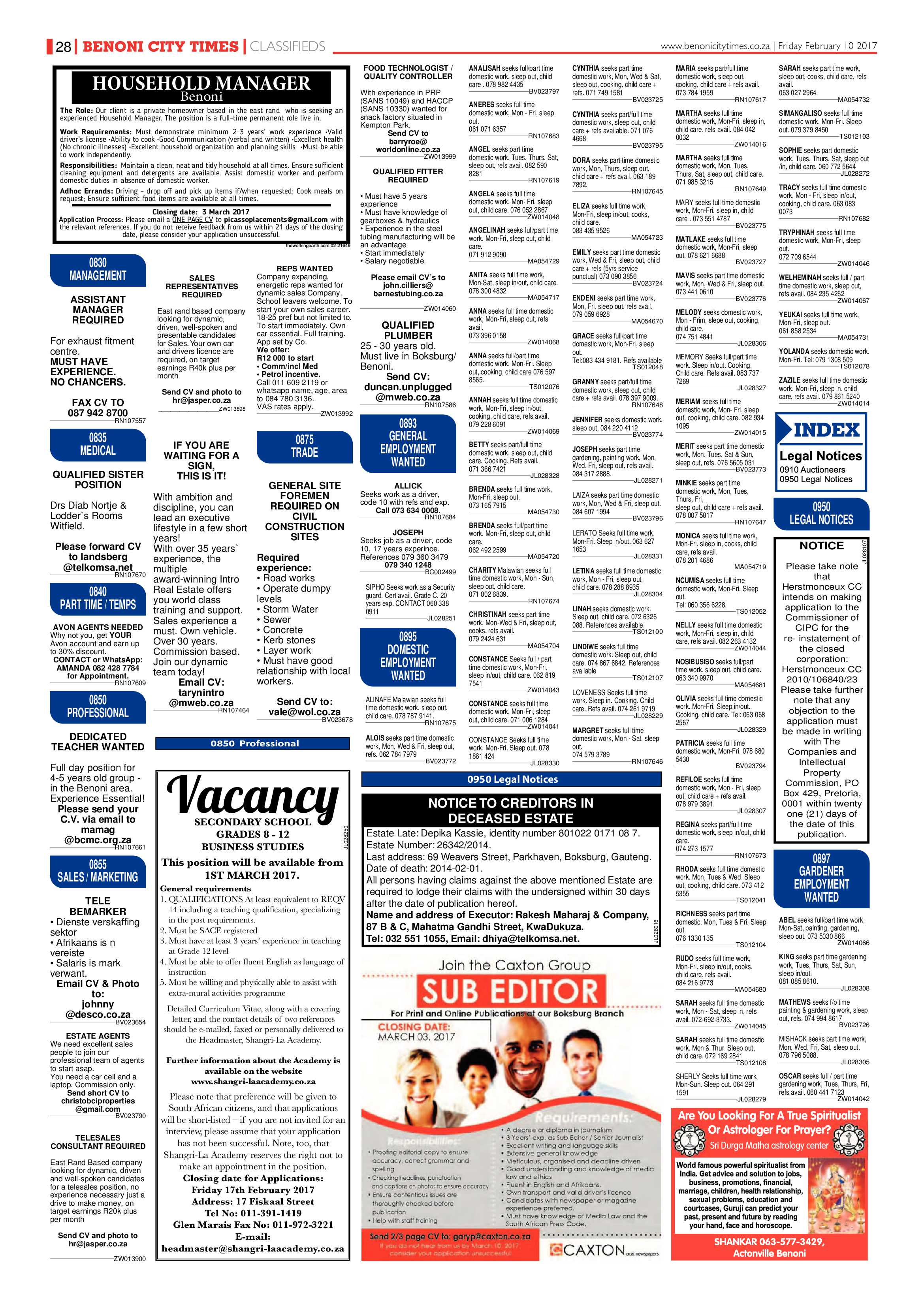 Benoni City Times 09 February 2017 page 28