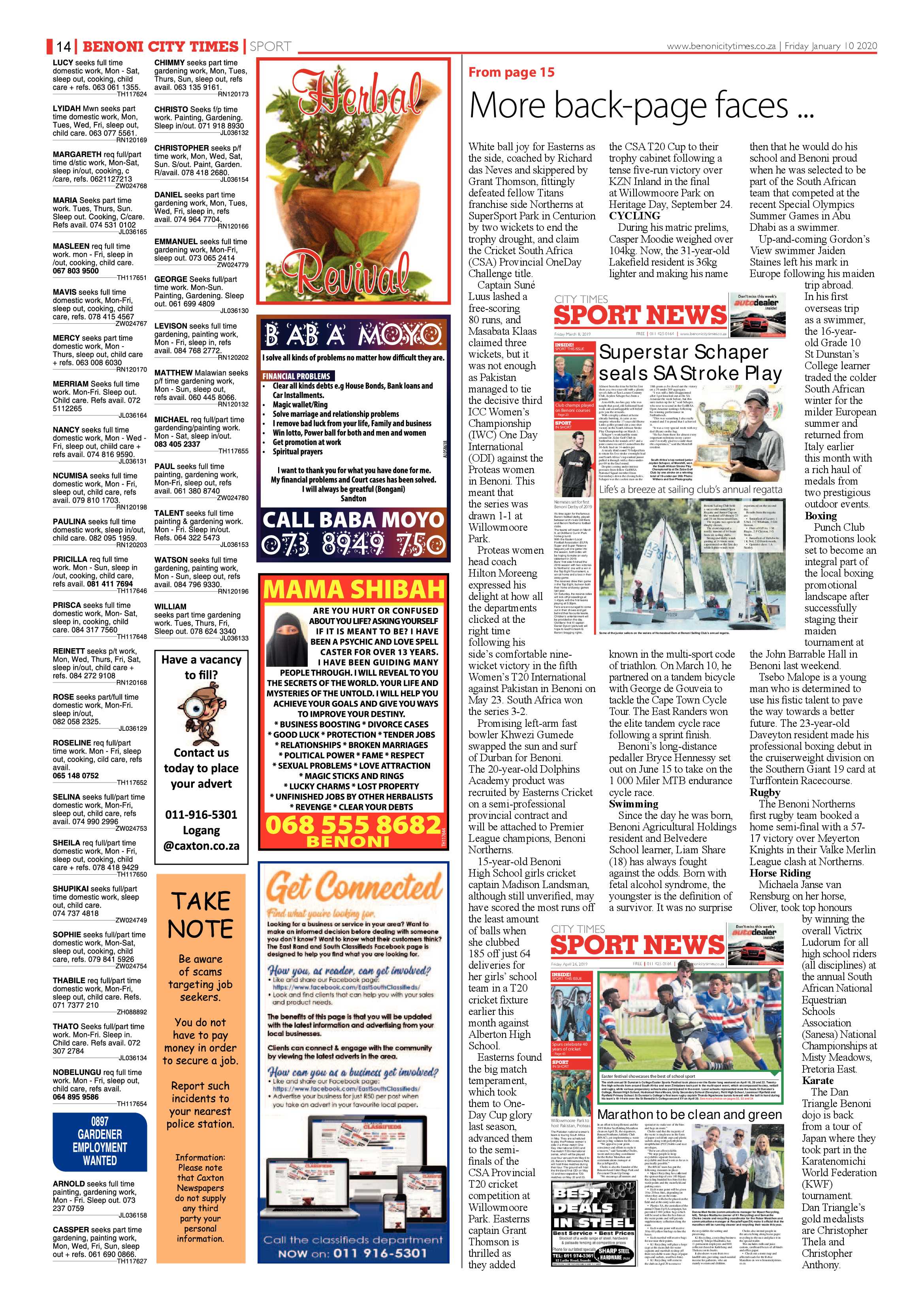 Benoni City Times 09 January 2020 page 14