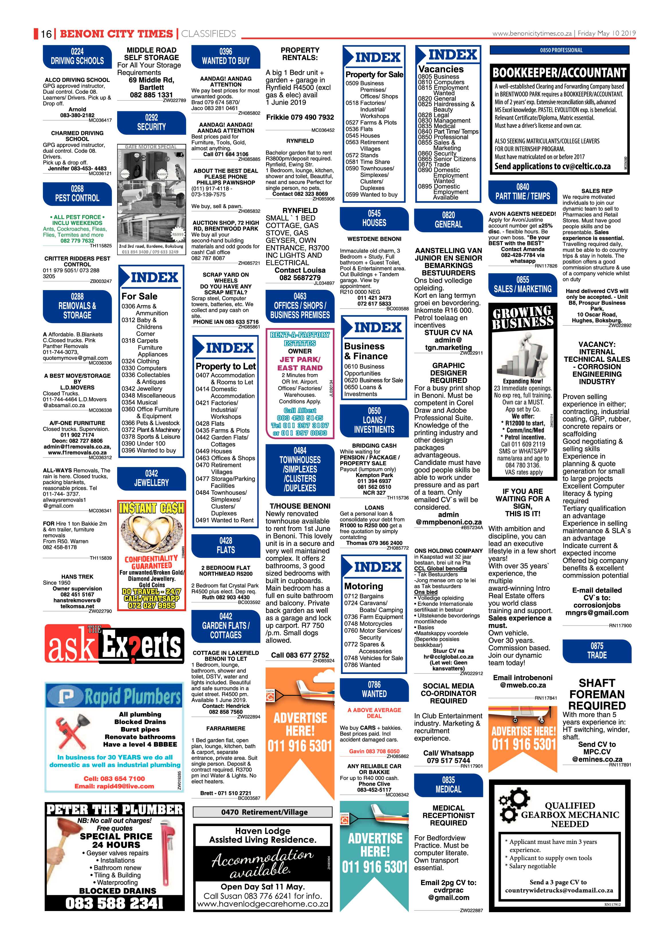 Benoni City Times 09 May 2019 page 16