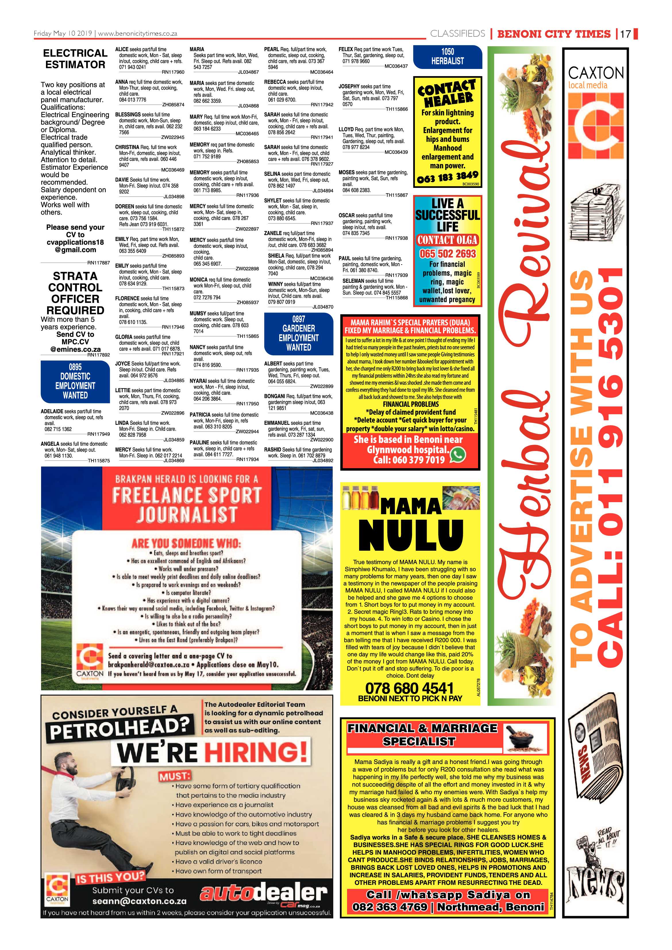 Benoni City Times 09 May 2019 page 17