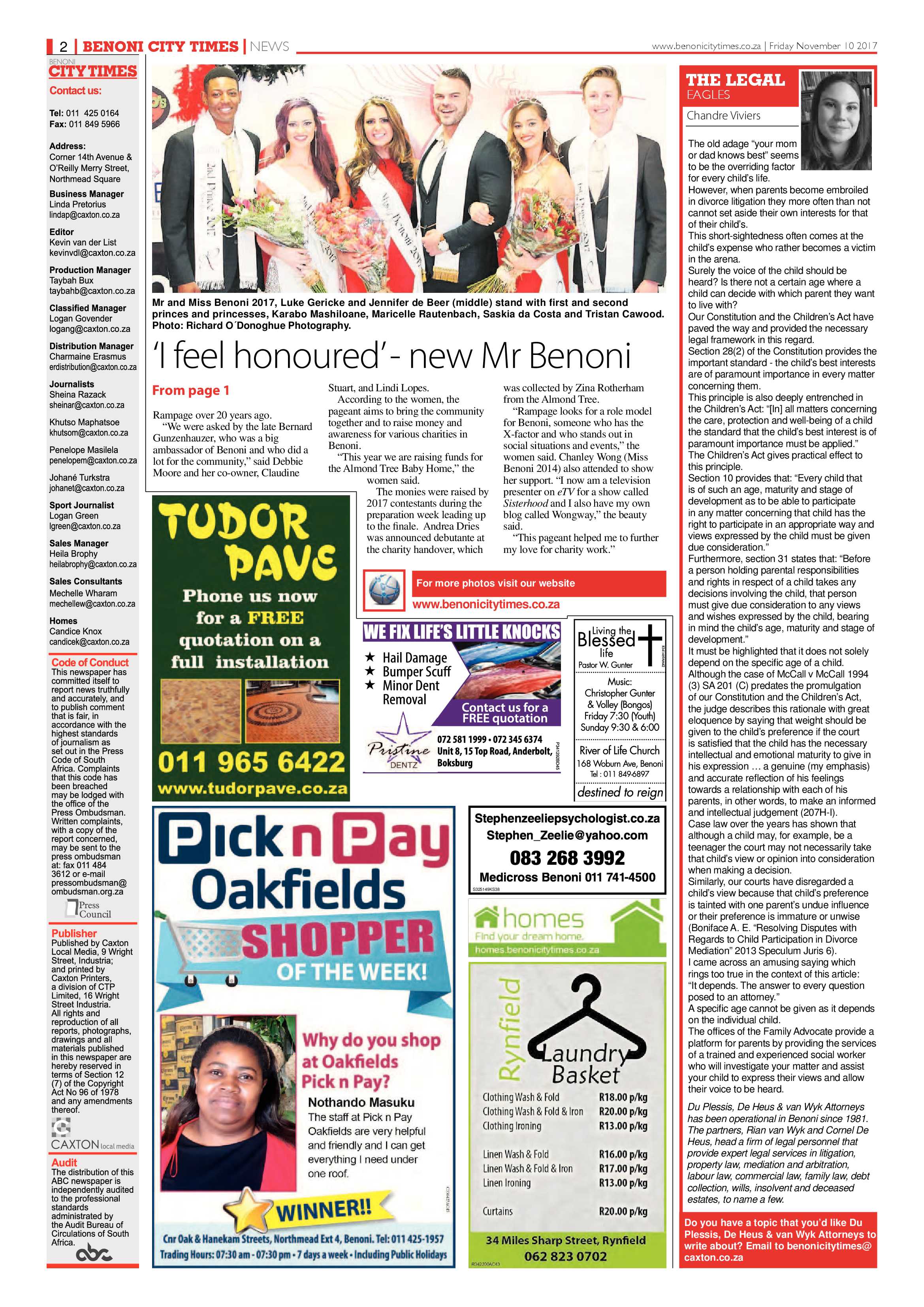 Benoni City Times 09 November 2017 page 2