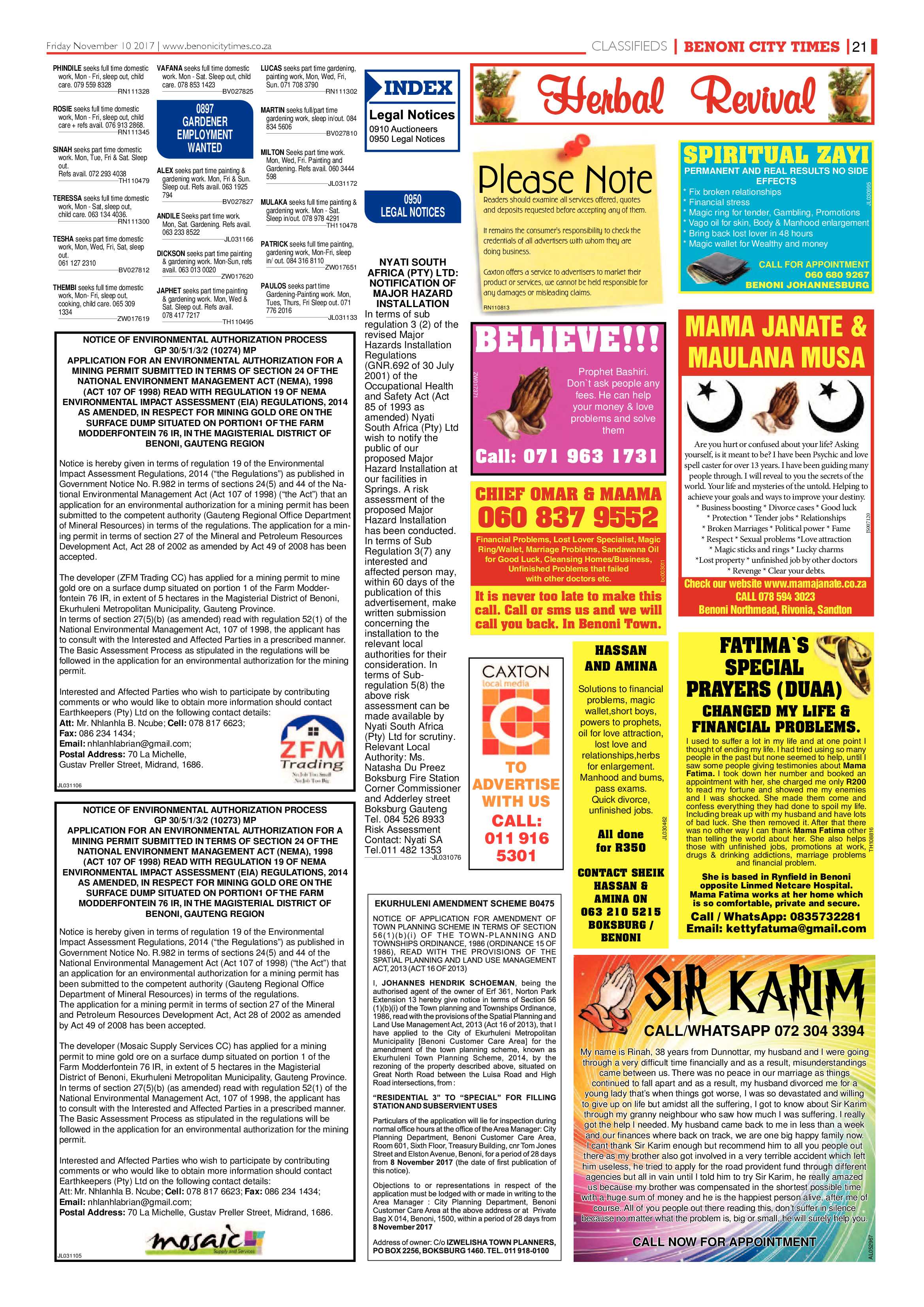 Benoni City Times 09 November 2017 page 21