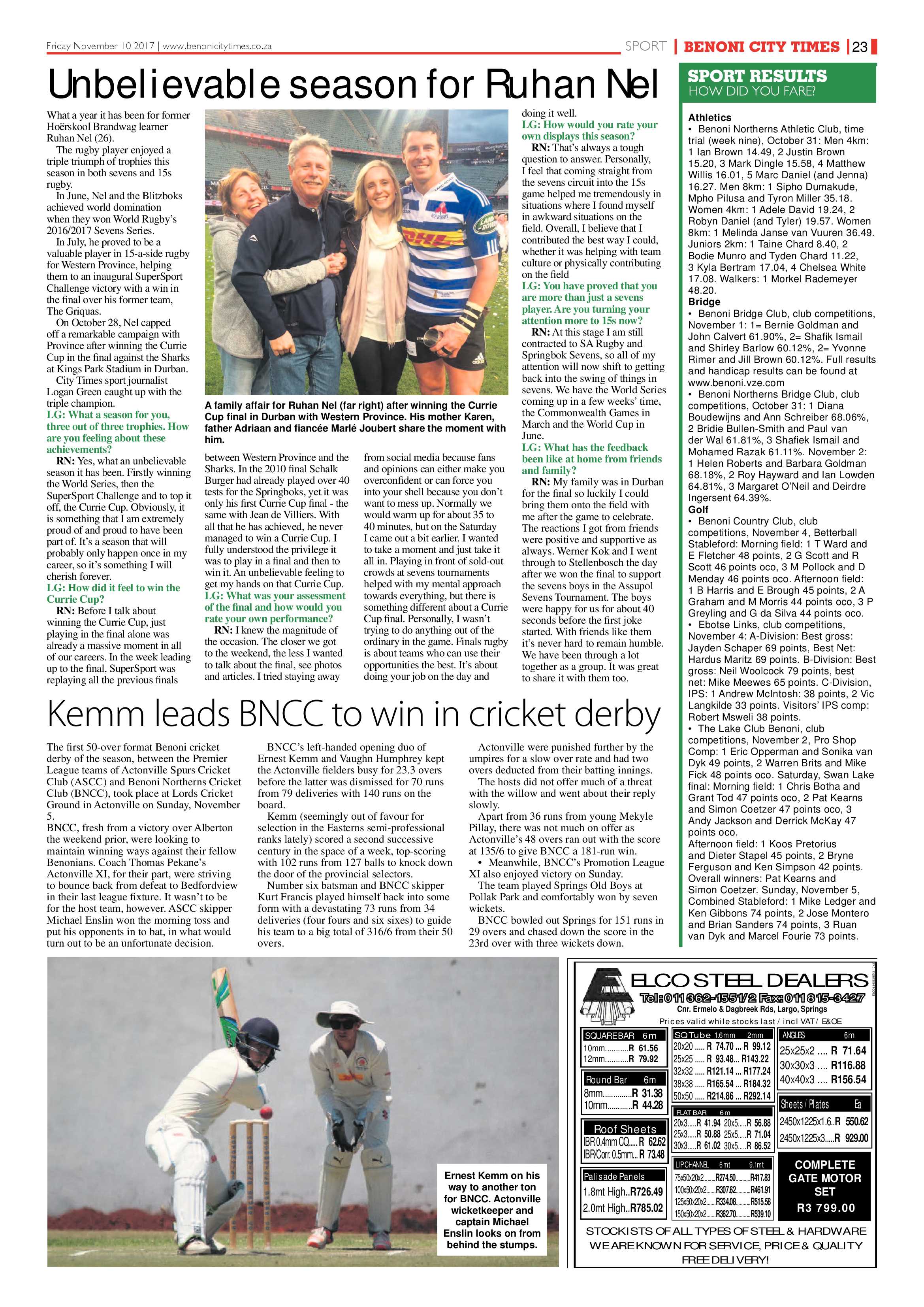 Benoni City Times 09 November 2017 page 23