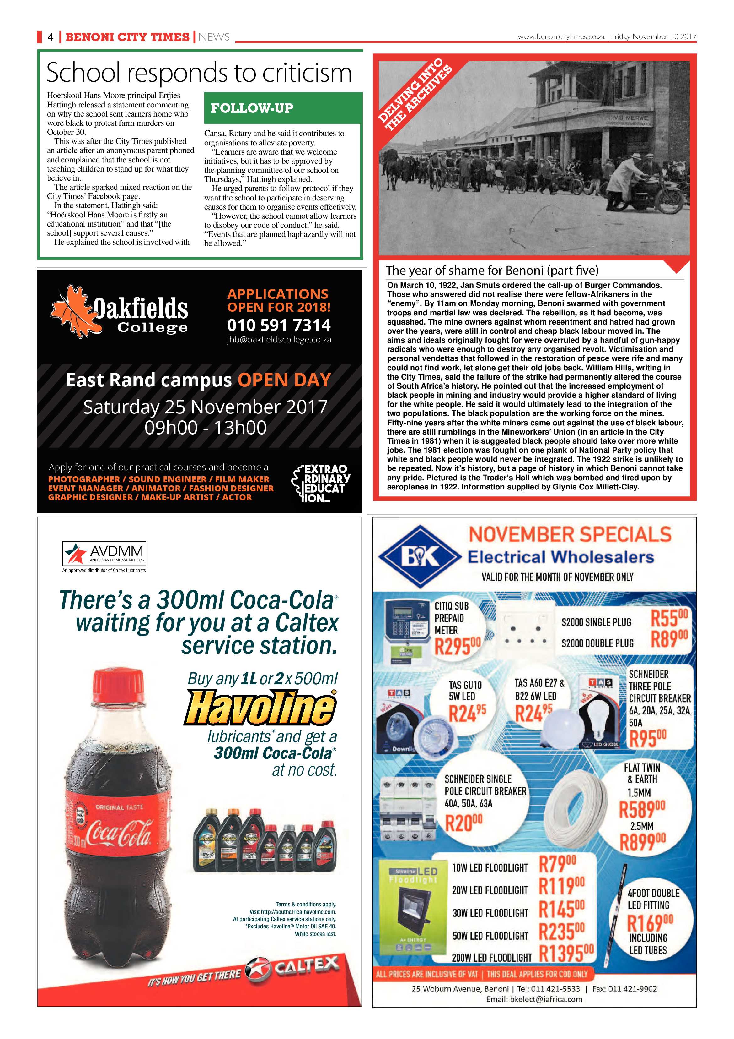 Benoni City Times 09 November 2017 page 4