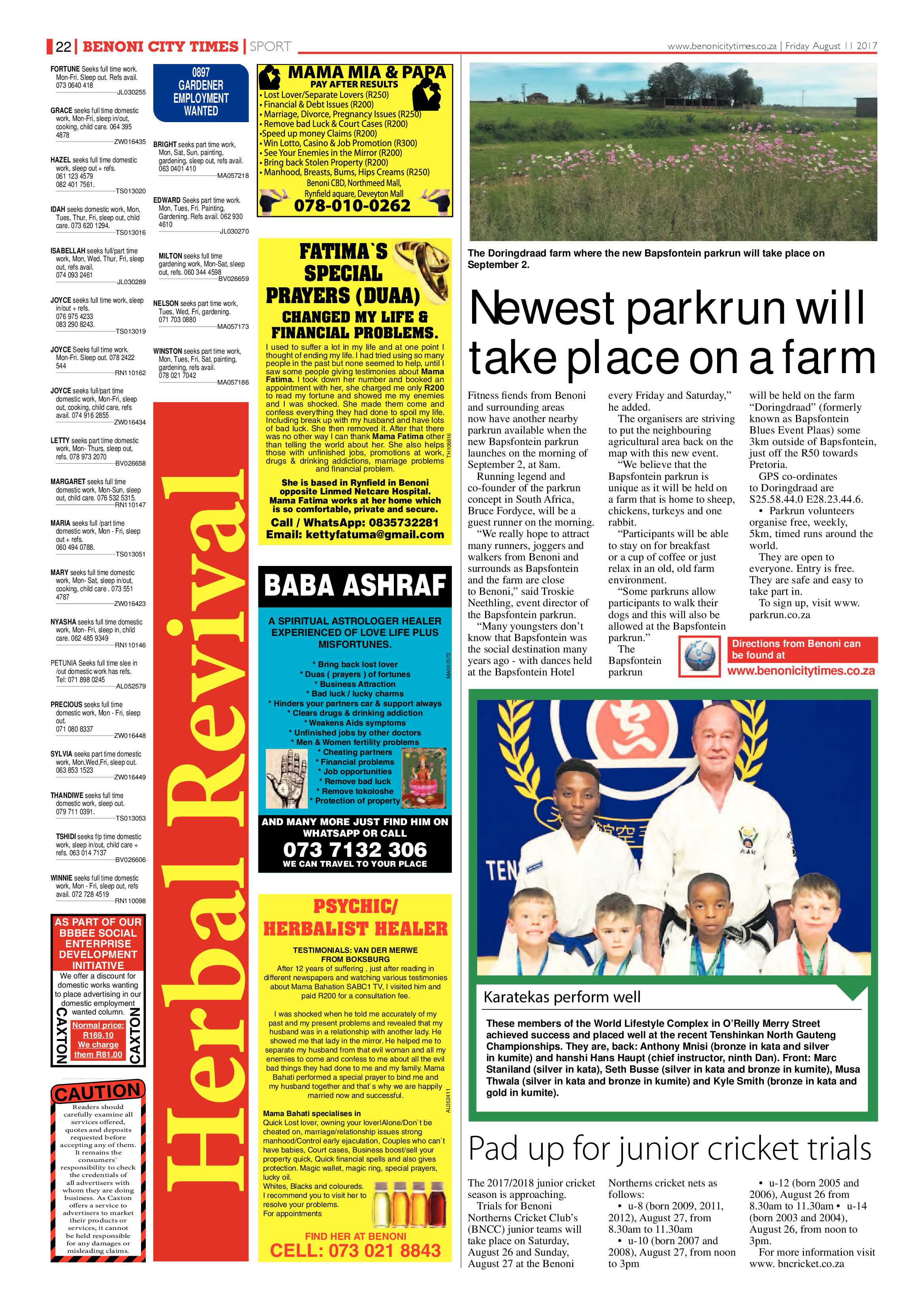 Benoni City Times 10 August 2017 page 22