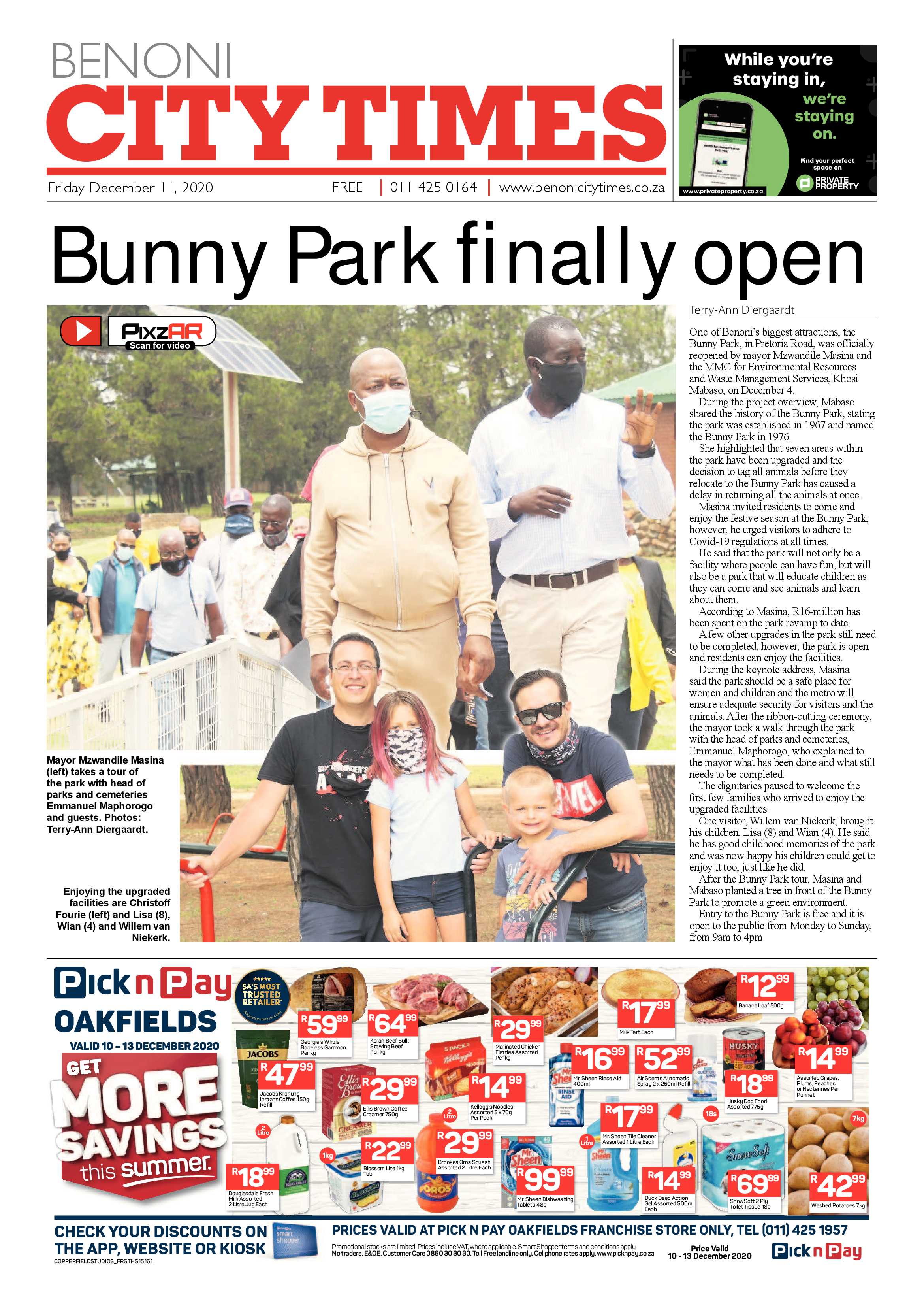Benoni City Times 10 December 2020 page 1