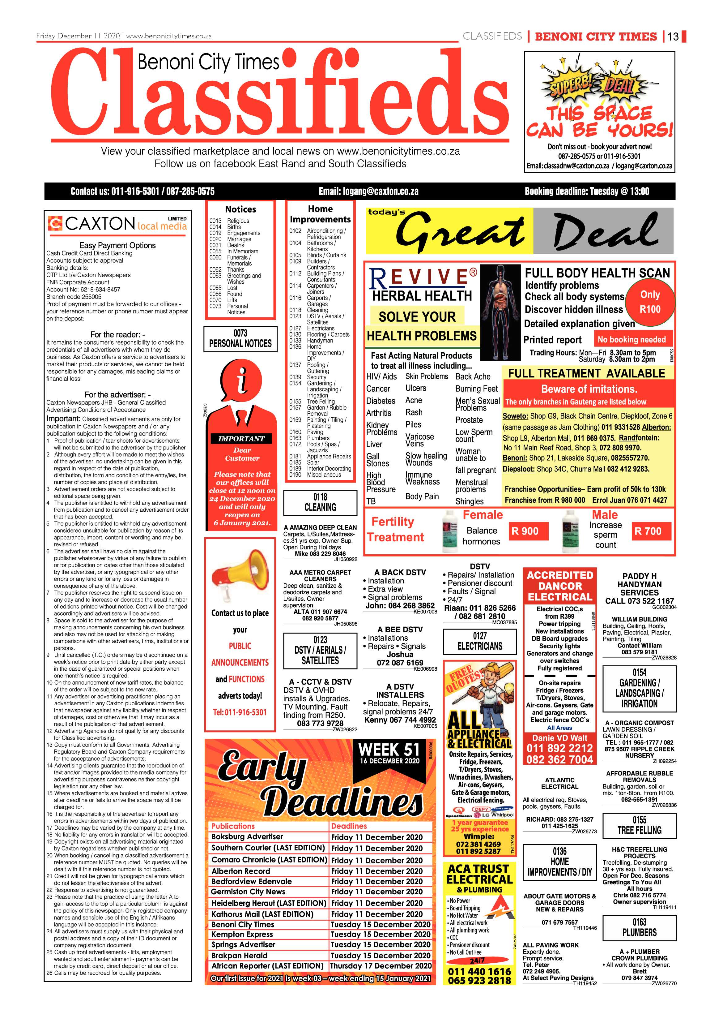 Benoni City Times 10 December 2020 page 13