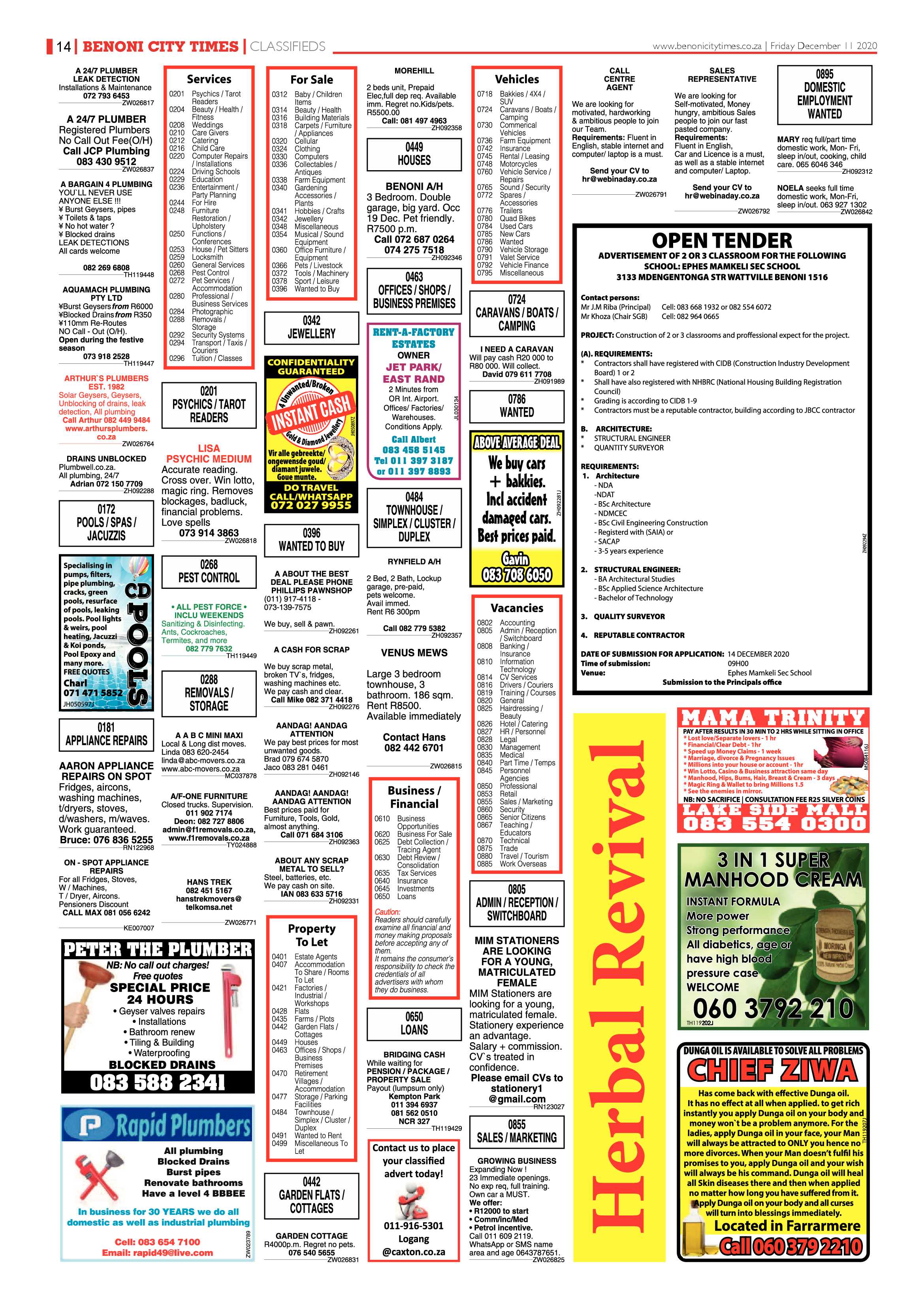 Benoni City Times 10 December 2020 page 14