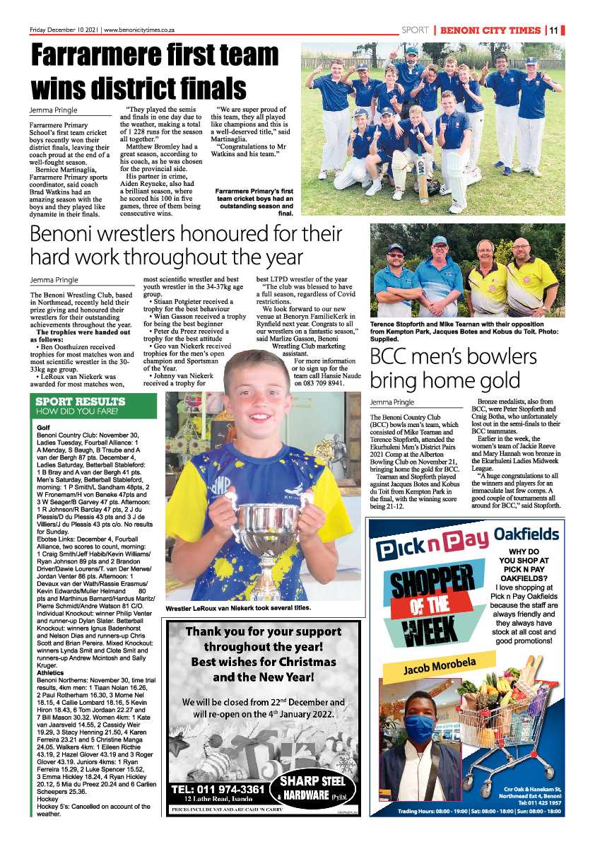 Benoni City Times 10 December 2021 page 11