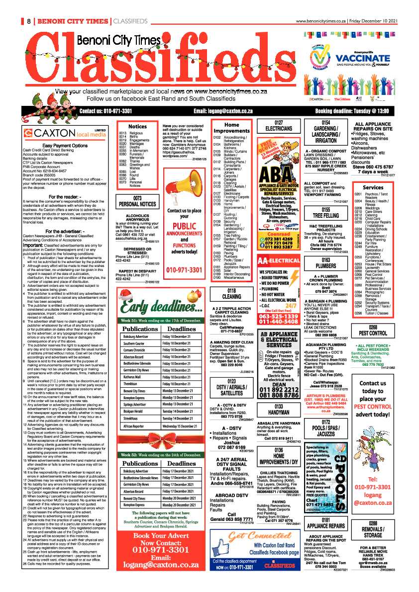 Benoni City Times 10 December 2021 page 8